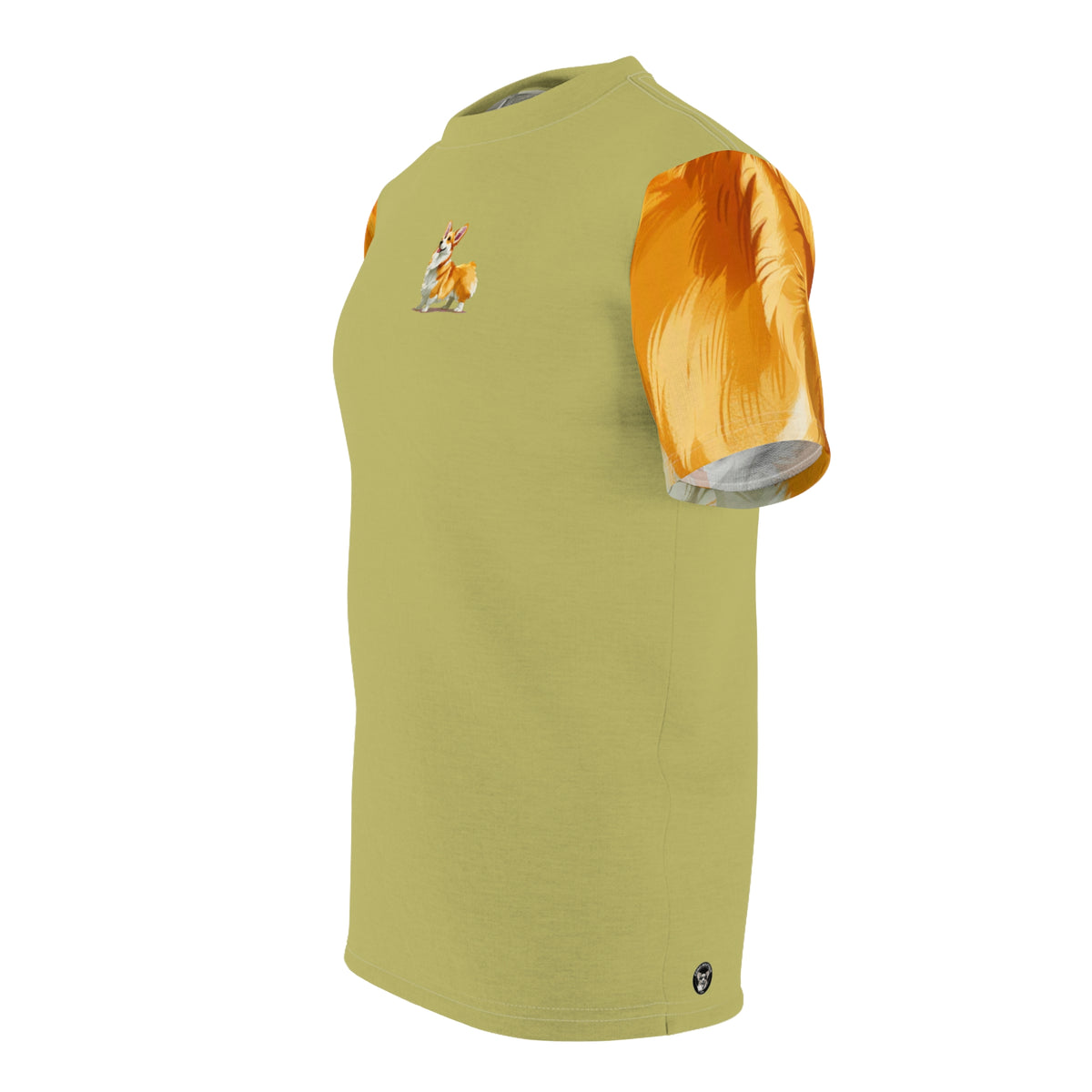 The Queen's Grand Companion Unisex Bold Designer Tee - Her Majesty's Pick of the Litter on Kakicha Khaki with Golden Mane Sleeves