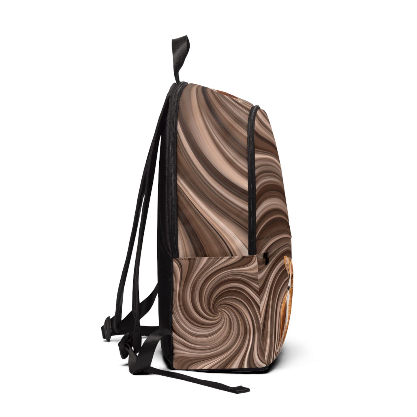 Butt What? Talk To The Butt Contemptuous Corgi Backpack — Cool Corgi Swirling Brown Rucksack