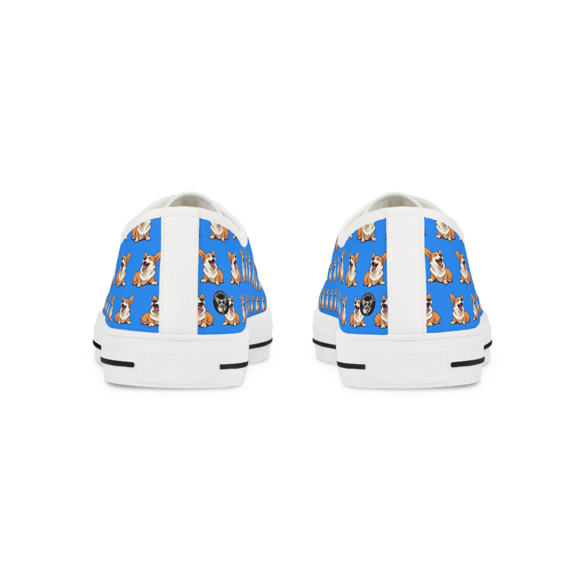 Comical Corgi All Smiles Repeater Pattern Men’s Low-Top Casual Blue Canvas Sneakers