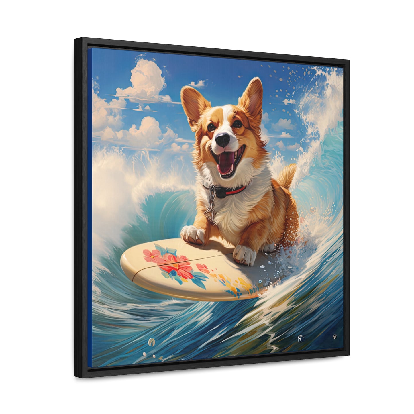 Cowabunga Corgi - Framed on Canvas