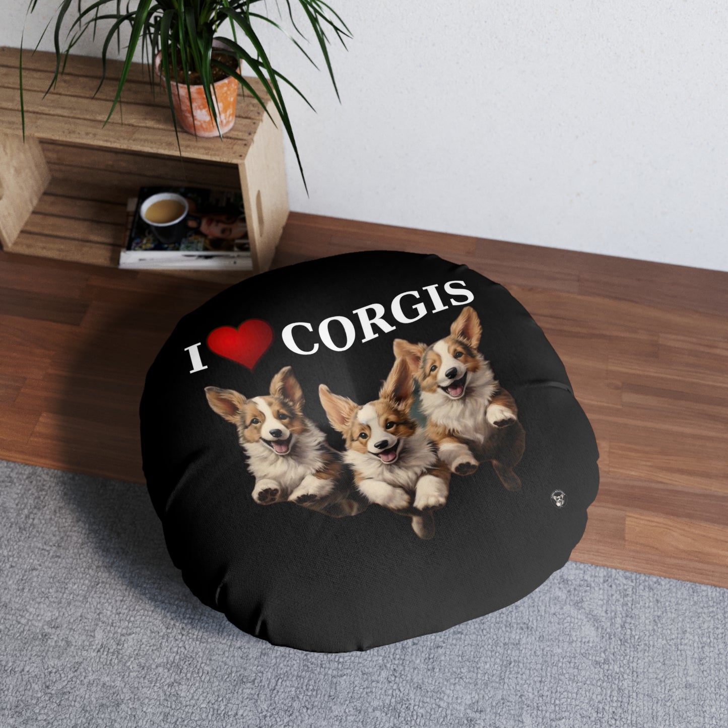 I Heart Corgis in Black - Floor Pillow