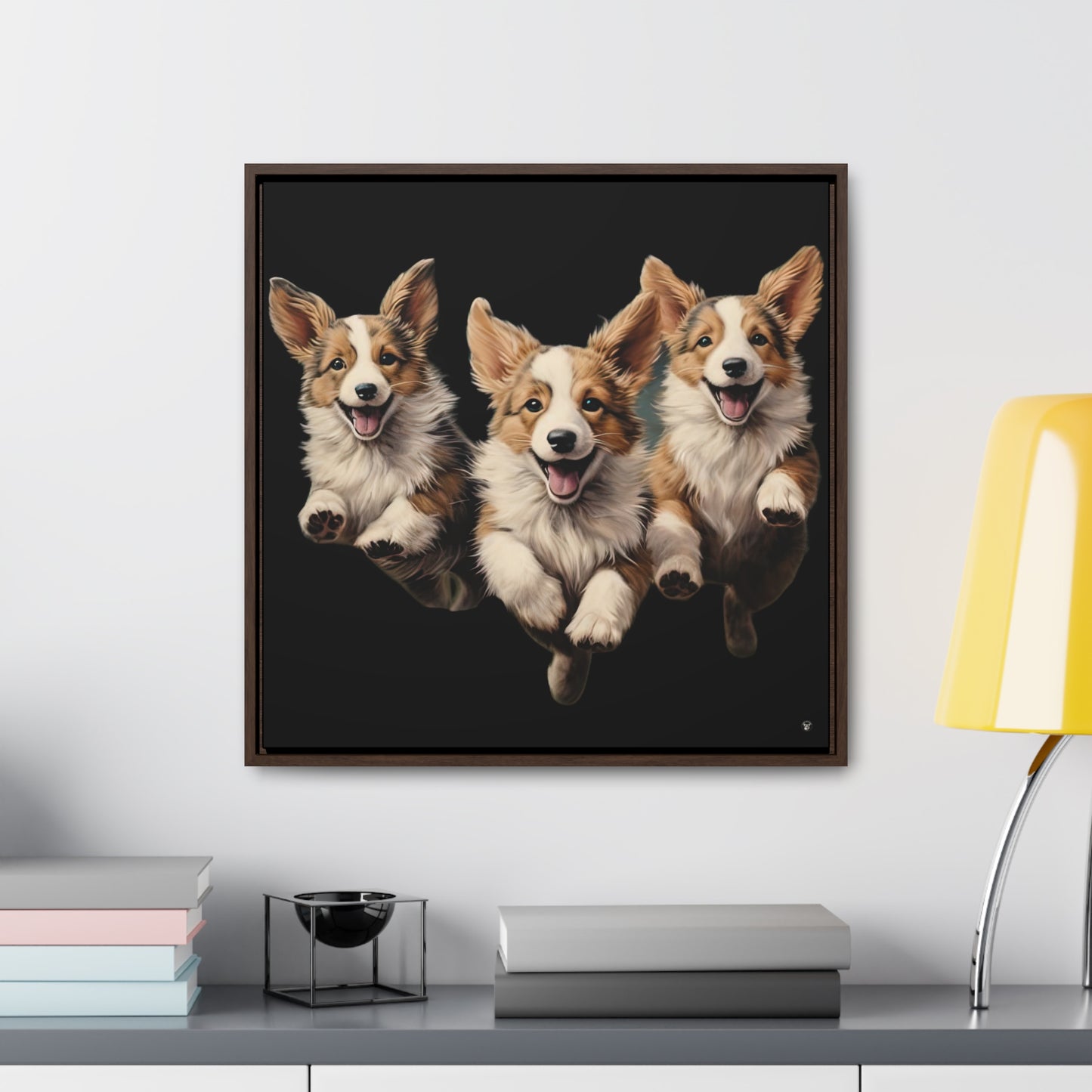 Corgi Enthusiasm - Framed on Canvas