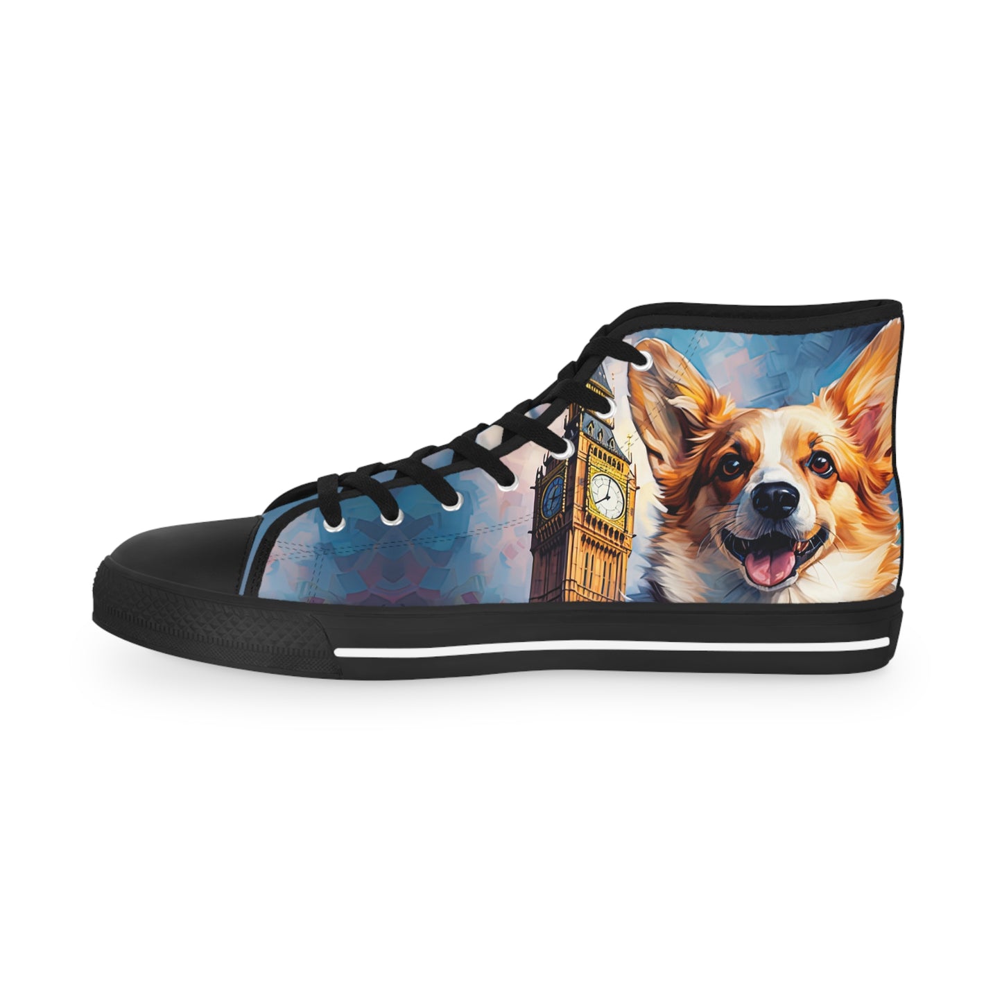 Corgi & Big Ben in London Men's High Top Casual Canvas Sneakers
