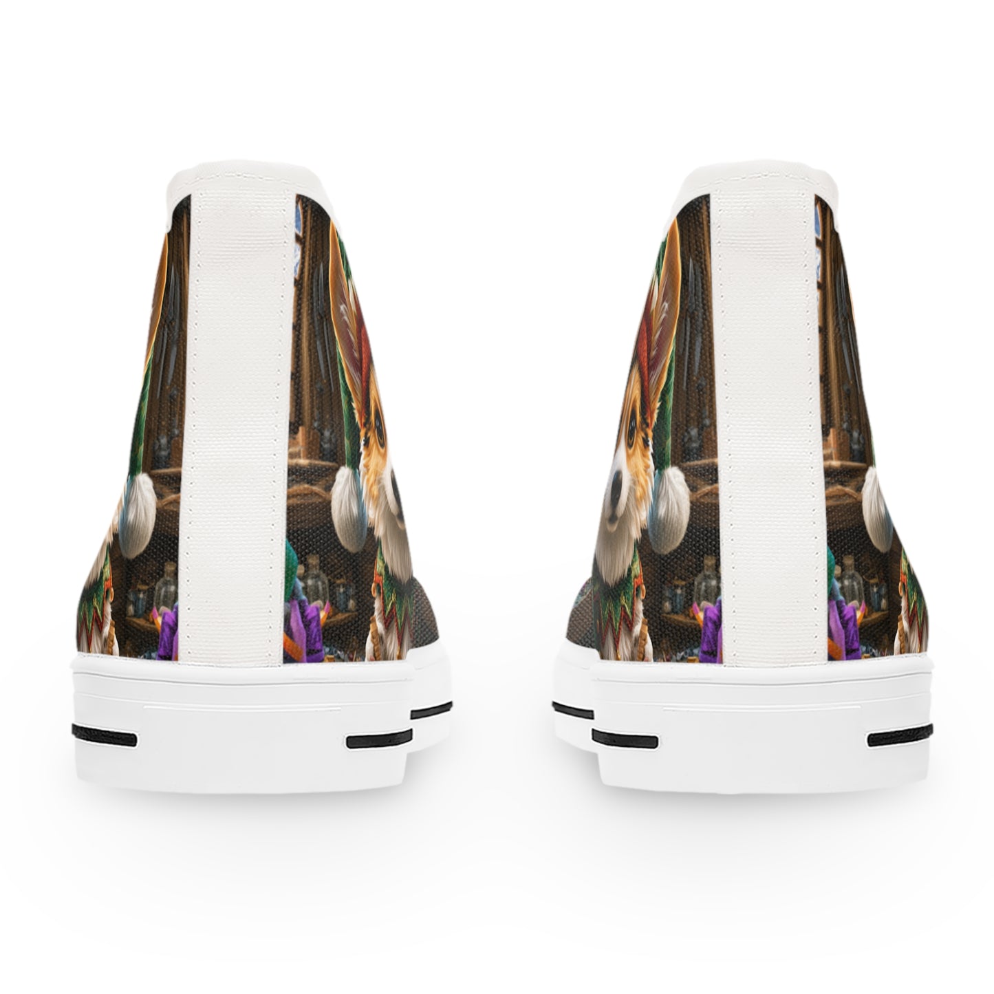 Santa's Little Helper Holiday Elf High-Tops — Festive Corgi Women's Sneakers