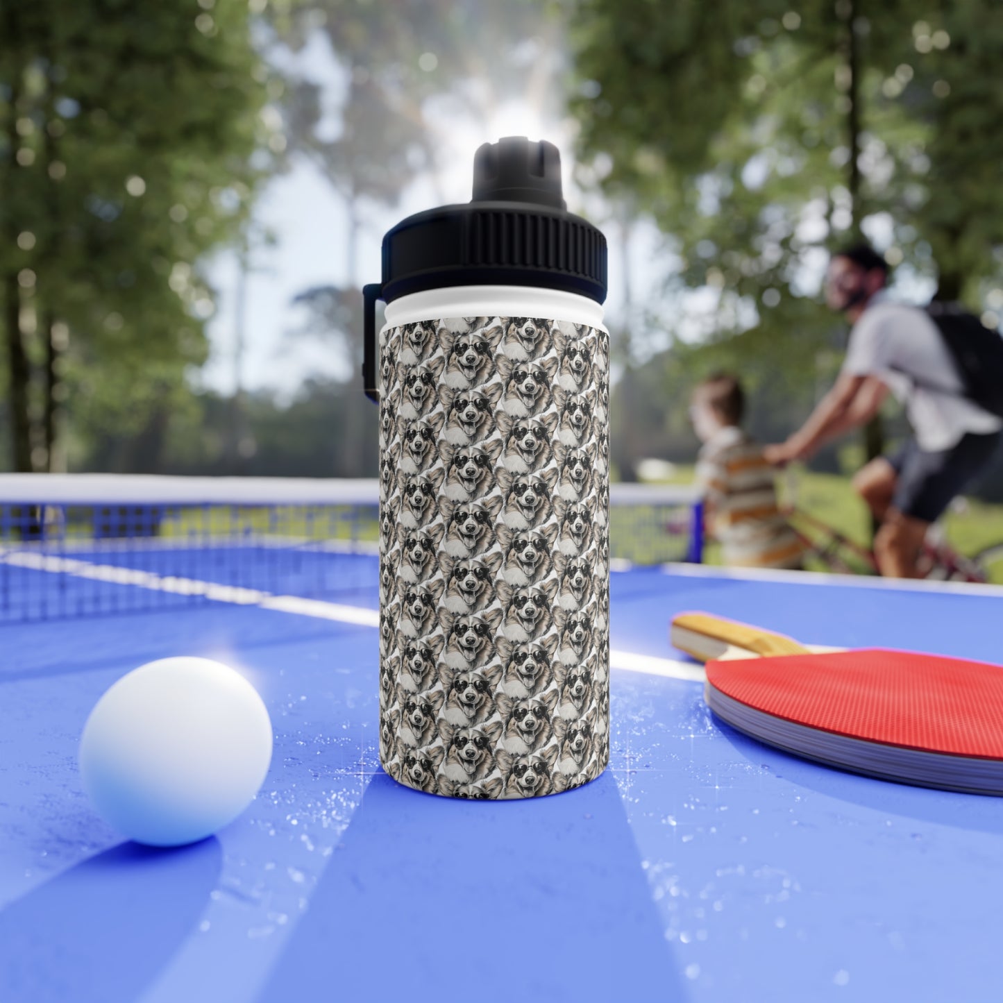 Corgi Cool Mosaic - Water Bottle with Sport Lid