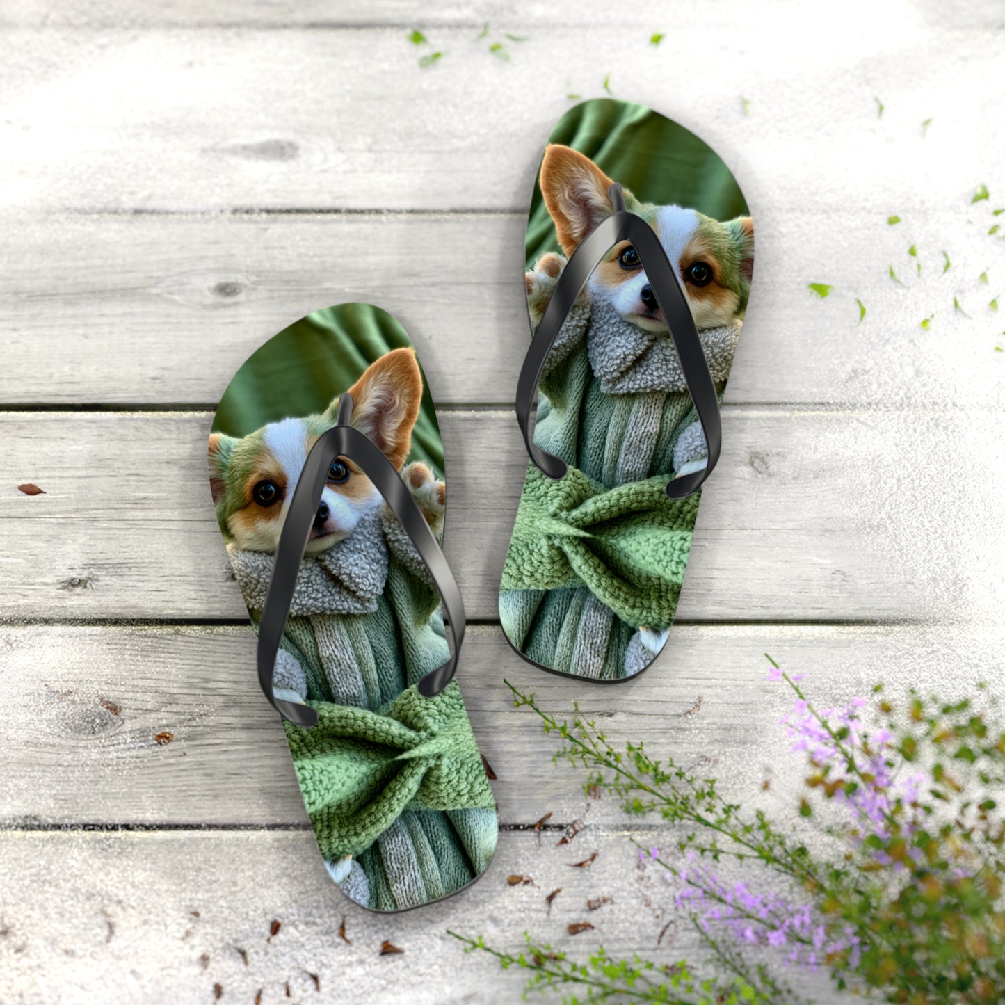 Grogu the Corgi Flip-Flops