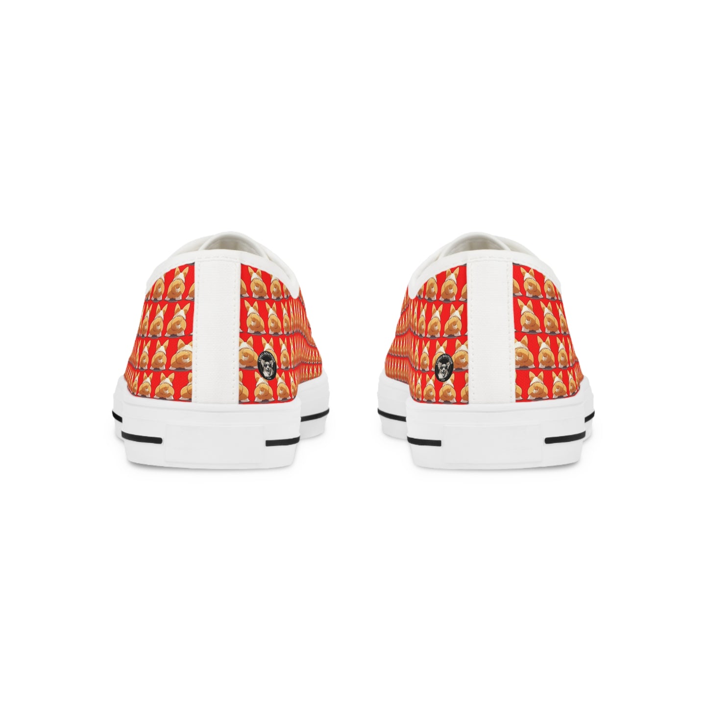 Corgi Booty Call Festive Houndstooth Style Geometric Pattern Casual Men's Low Top Canvas Sneakers