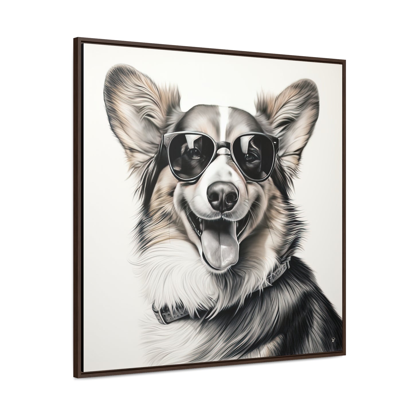 Corgi Cool - Framed on Canvas