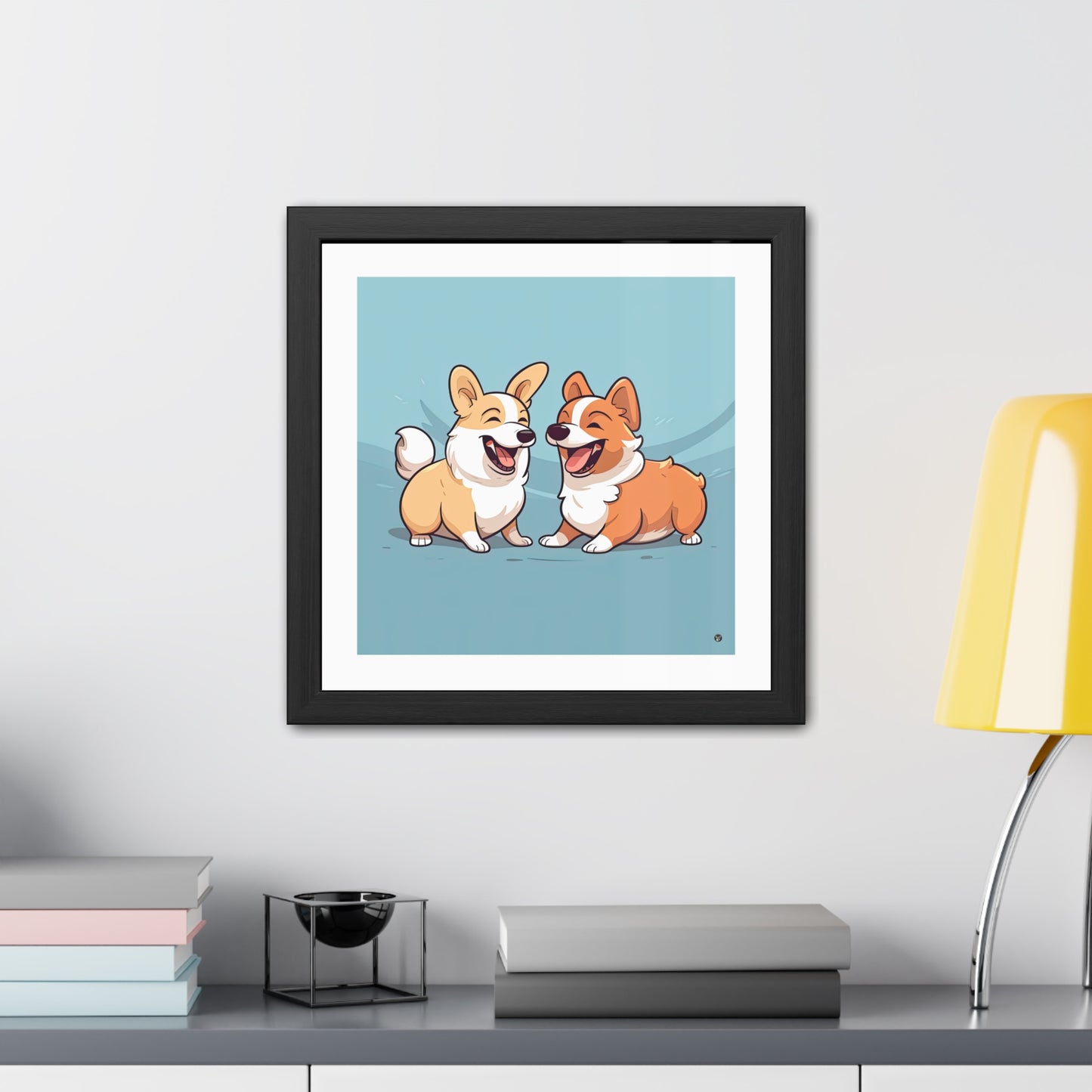 Impression encadrée "Couple de Corgis"