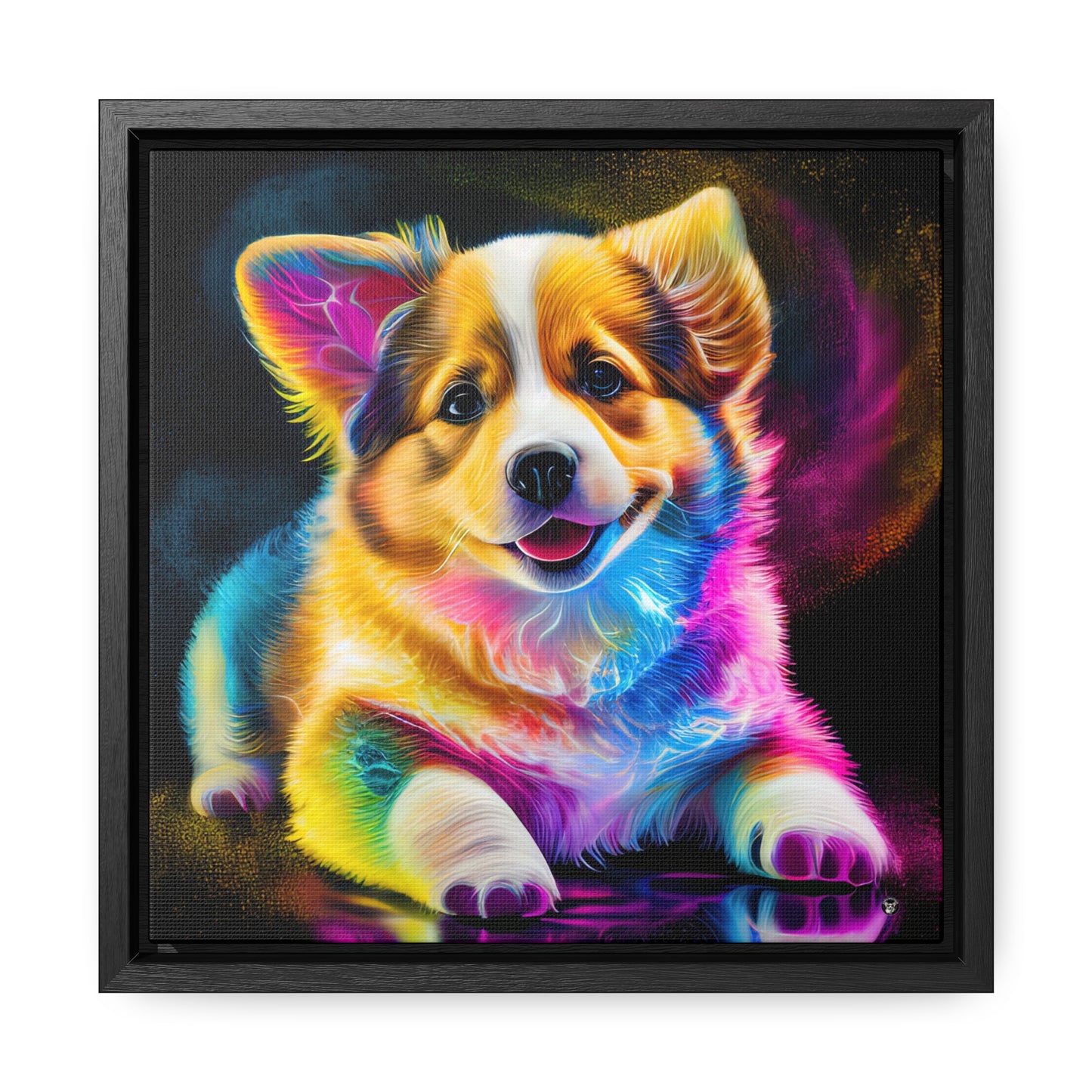 Colorful Corgi - Framed on Canvas