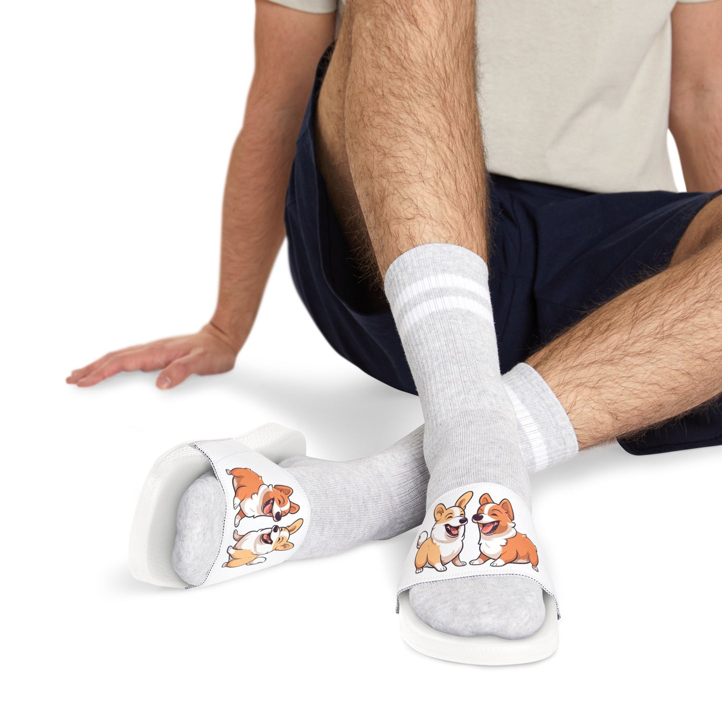 Corgi Couple - Men's Slide Sandals
