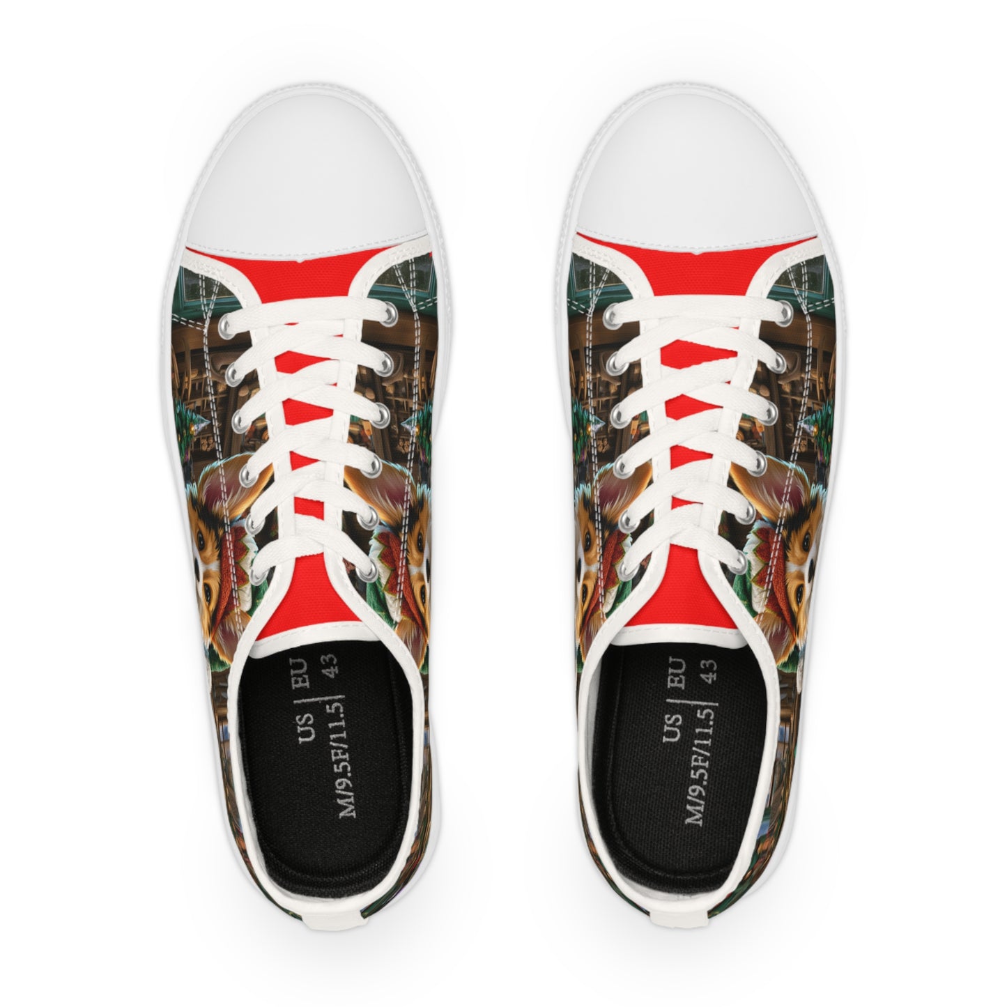 Santa's Little Helper Festive Corgi Christmas Men's Low Top Casual Canvas Sneakers