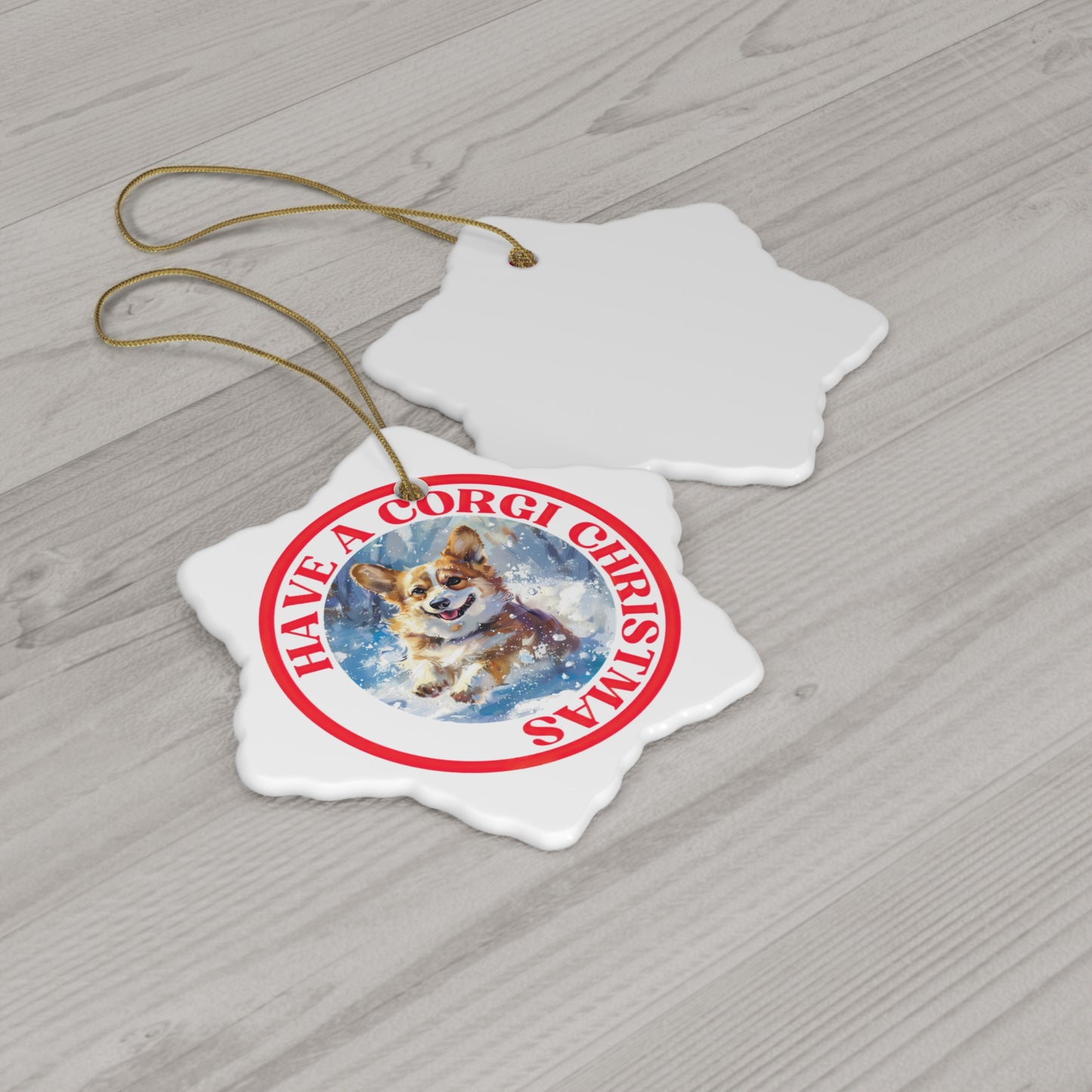 Corgi Christmas - Ceramic Ornament