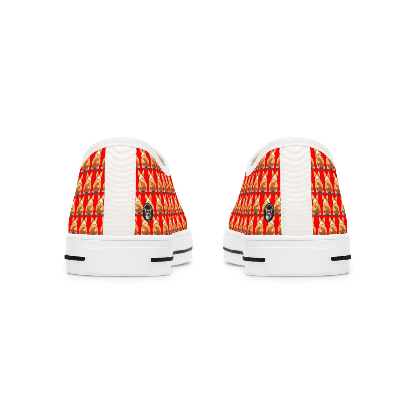 Corgi Booty Call Red Houndstooth Style Geometric Pattern Casual Women’s Low Top Canvas Sneakers