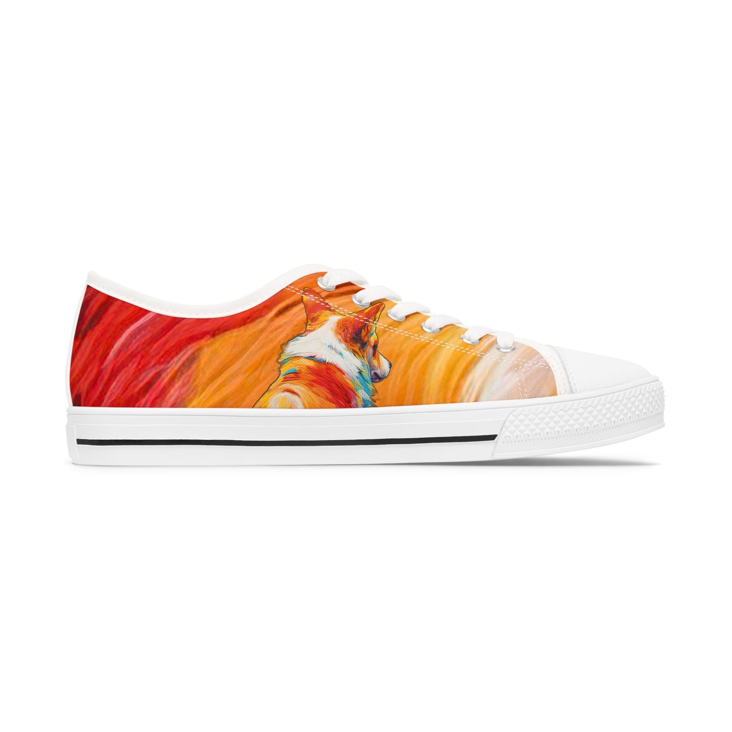 Peekaboo Corgi Vibrant Artistic Women's Low Top Casual Canvas Sneakers