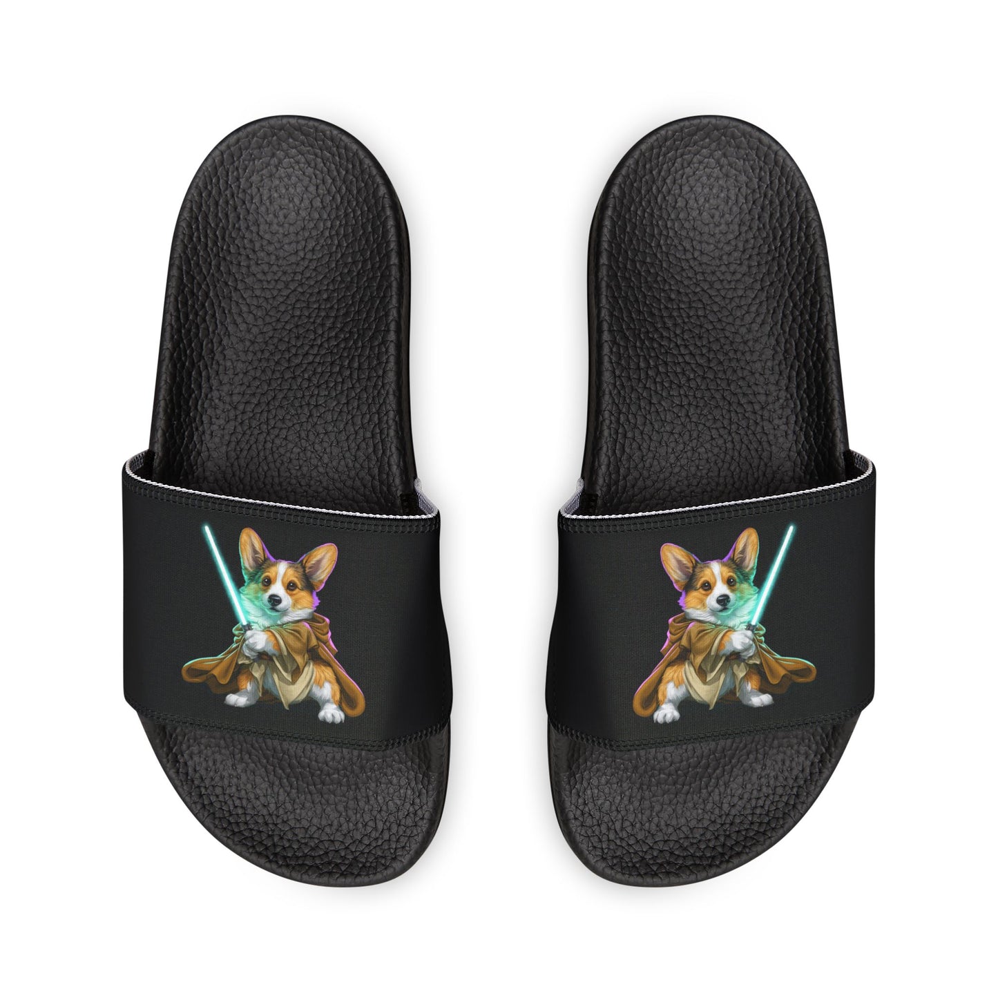 Little Light Knight Corgi Star Warrior Men's Slide Sandals - Casual Pool & Beach Slides