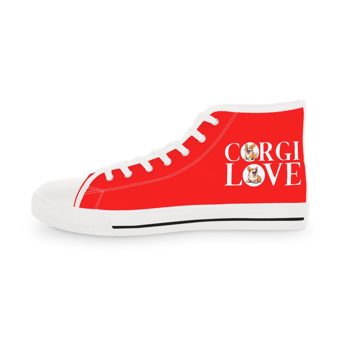 Corgi Love Men's High Top Casual Red Canvas Sneakers