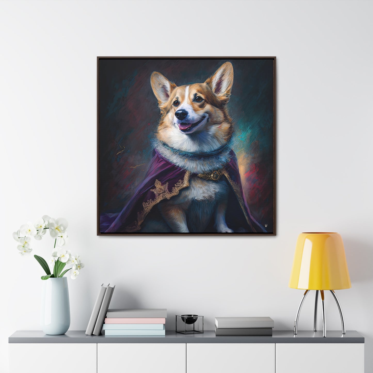 Corgi Royalty - Framed on Canvas