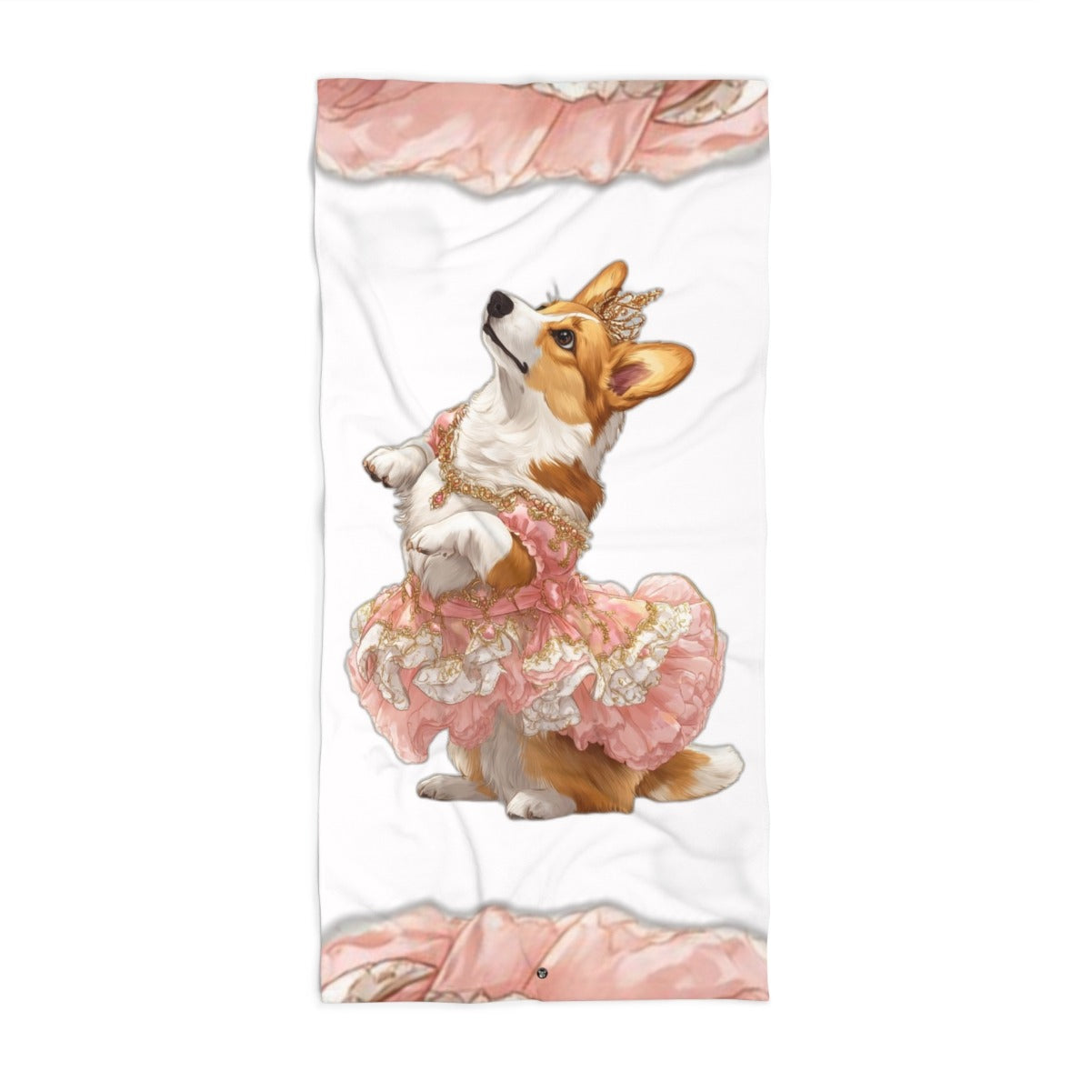 Princess Corgi Beach Towel — Cute Corgi in Pink Ruffle Dress