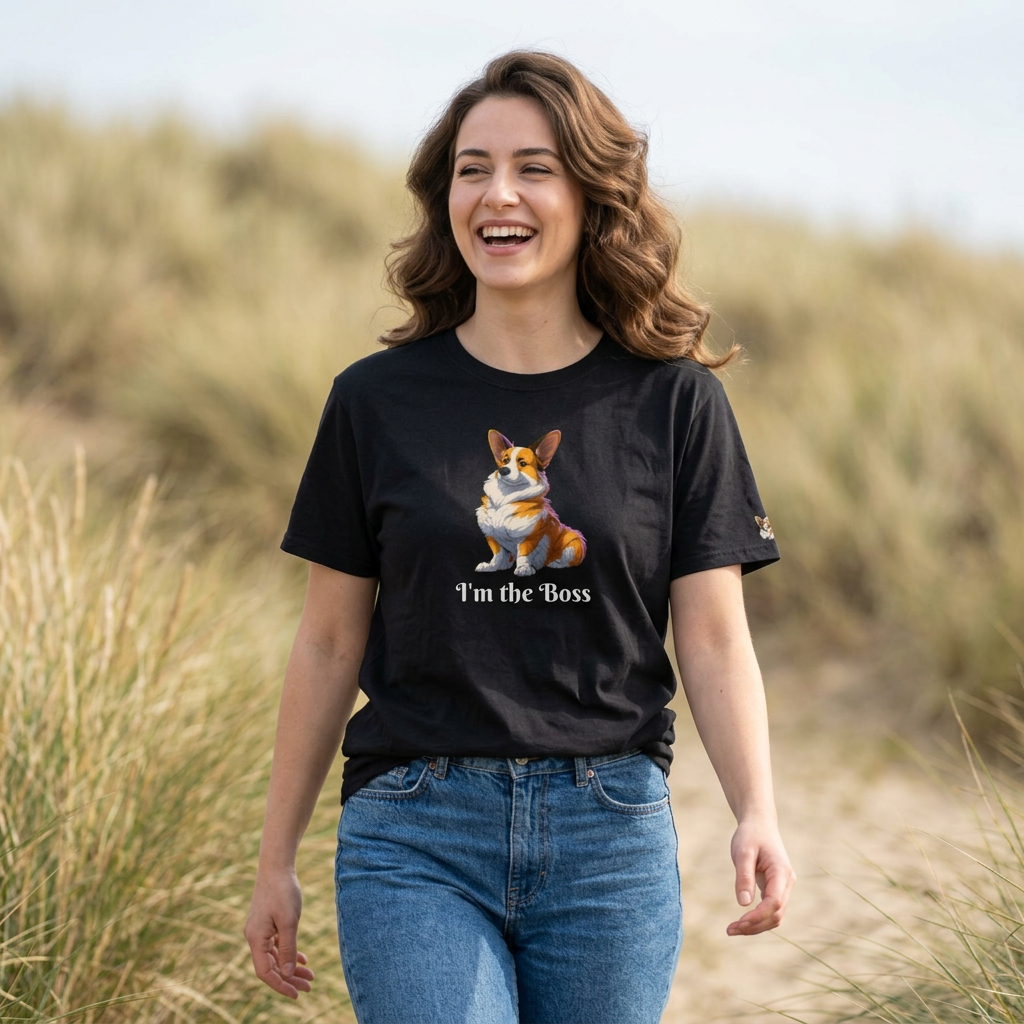 Boss Dog Corgi Funny Graphic Tee - I'm the Boss...I Bark Orders