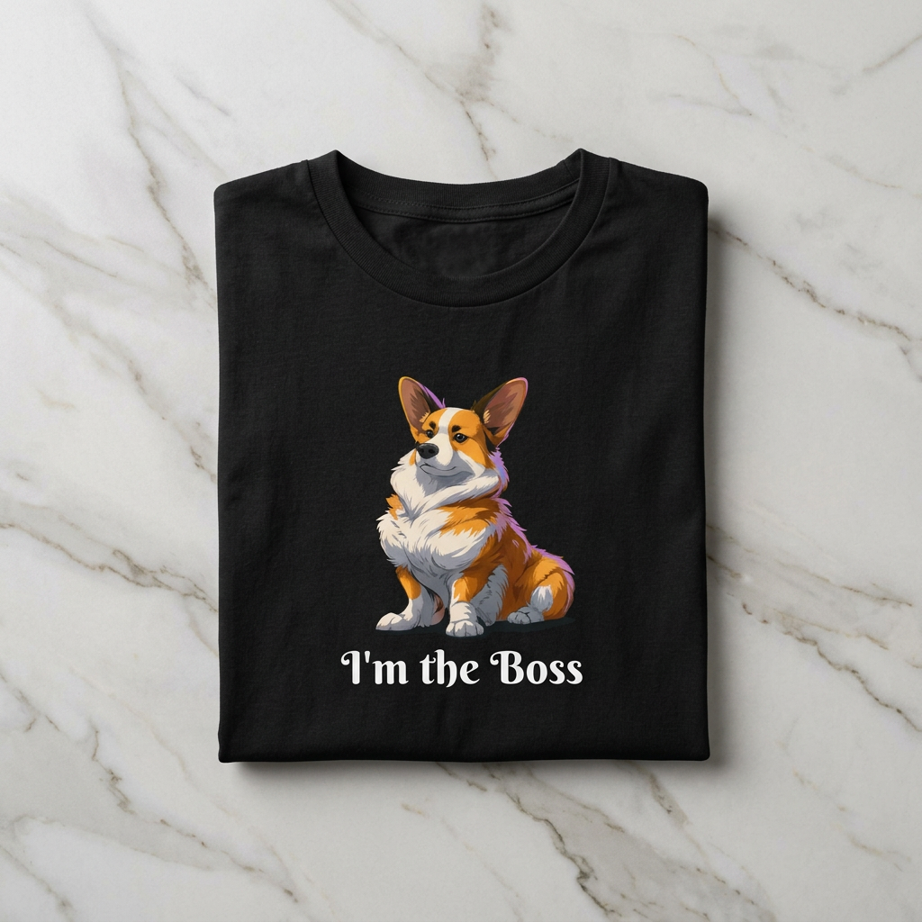 Boss Dog Corgi Funny Graphic Tee - I'm the Boss...I Bark Orders