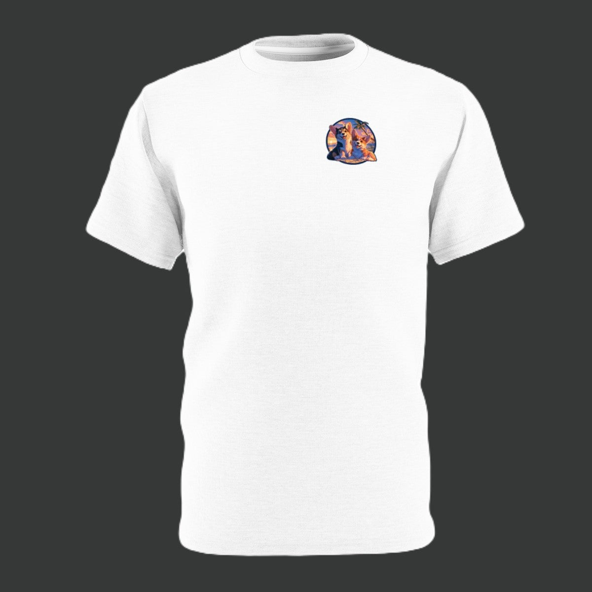 Beachcomber Bliss Unisex Bold Designer Tee - Feeling All Right on Bright White (Part of the Corgi Beach Day Collection)