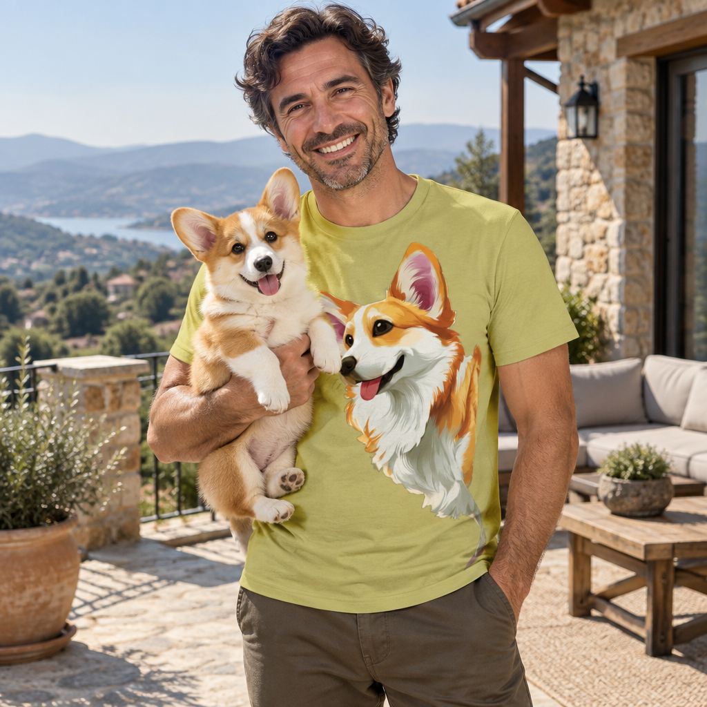 The Queen's Grand Companion Maximized Unisex Bold Designer Tee — Her Majesty's Large Pick of the Litter on Kakicha Khaki