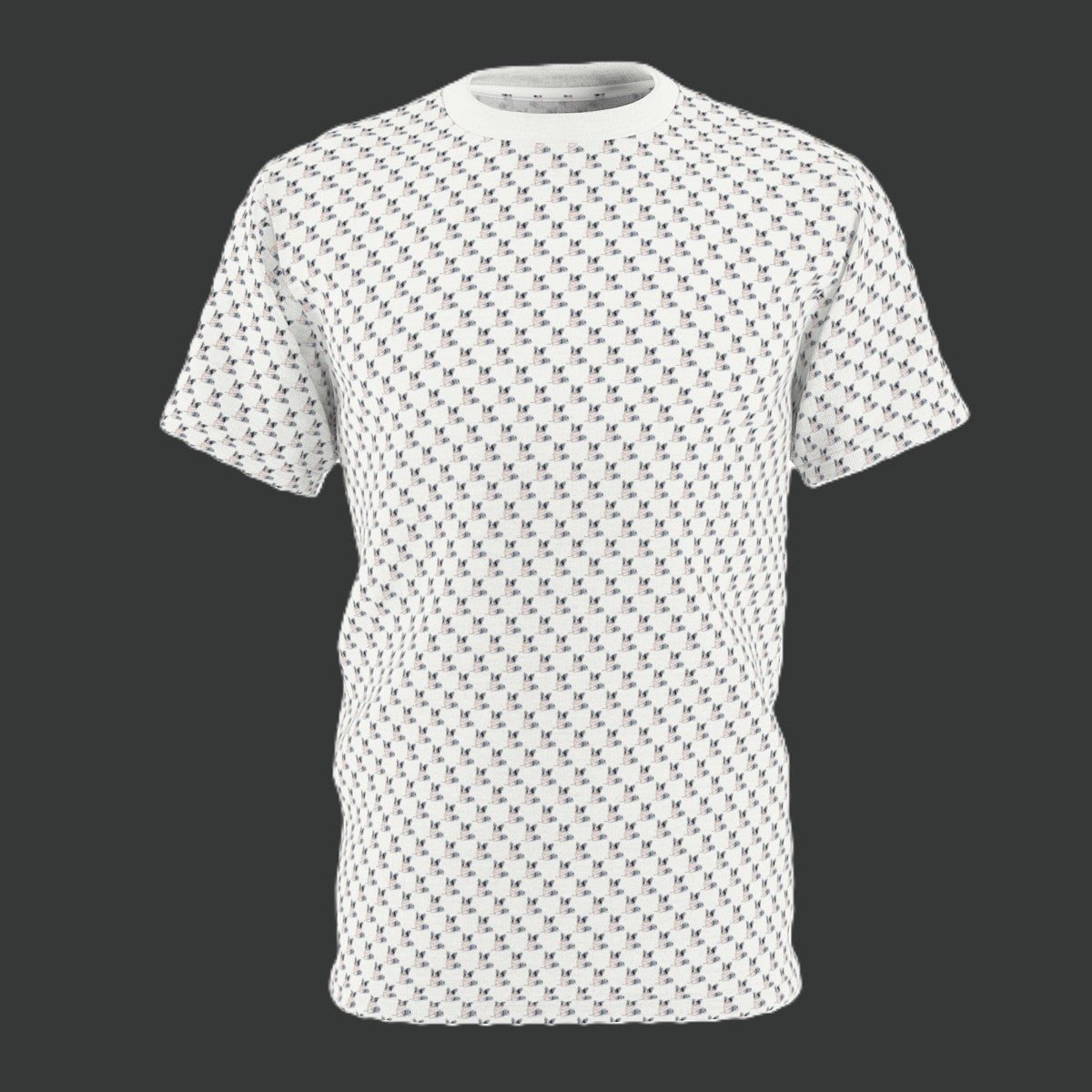 Blue Merle Majesty Geometric Unisex Bold Designer Tee - Cool Blue Corgi on Alabaster Cream
