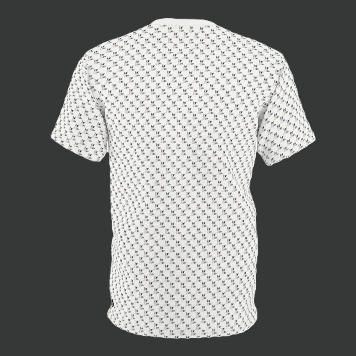 Blue Merle Majesty Geometric Unisex Bold Designer Tee - Cool Blue Corgi on Alabaster Cream