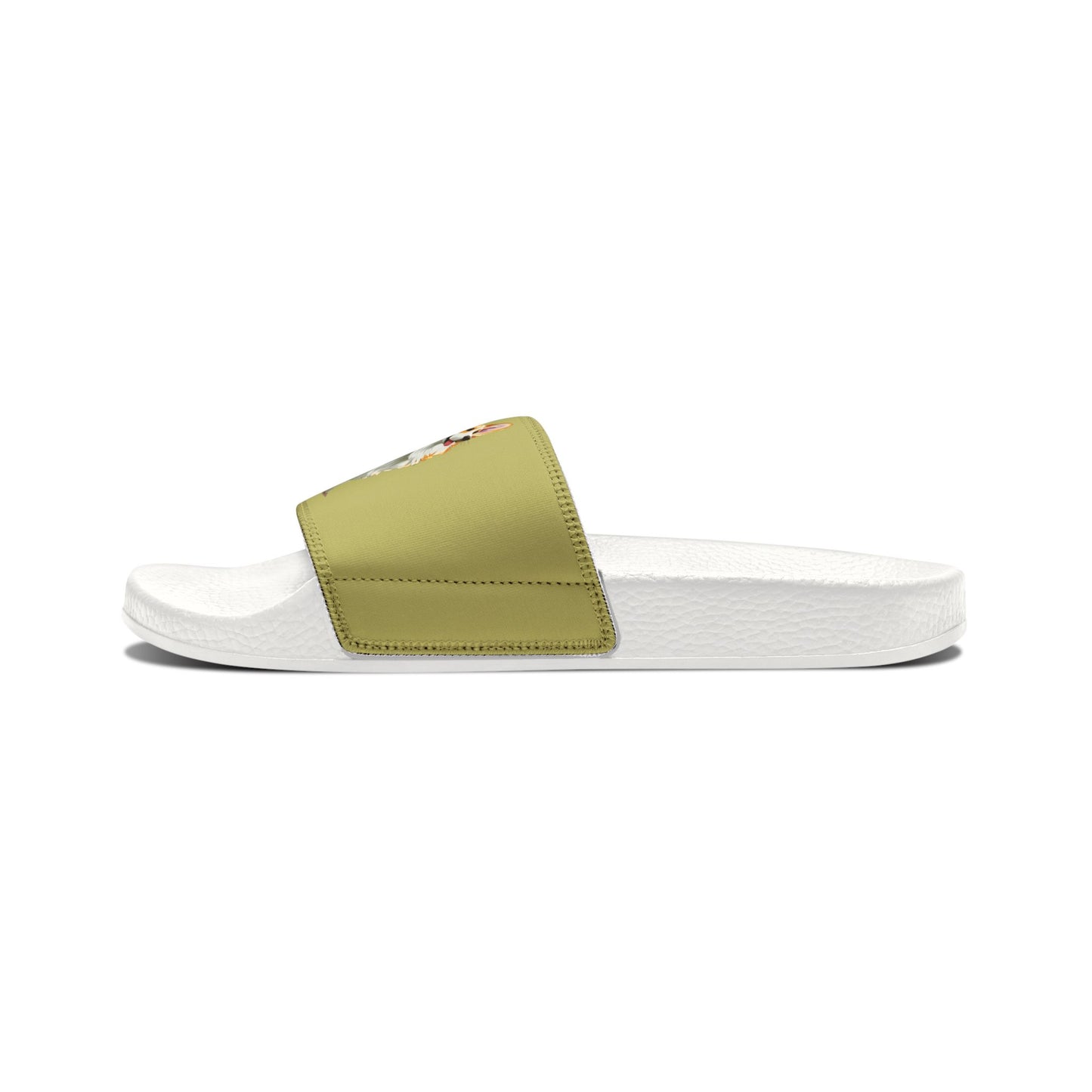 Classic Queen's Corgi Artistic Illustration Men's Khaki Slide Sandals - Casual Pool & Beach Slides