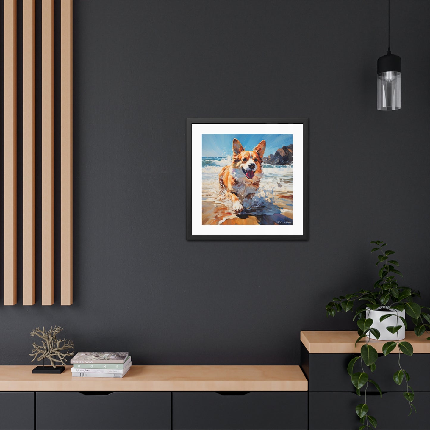 Coastal Corgi - Framed Print