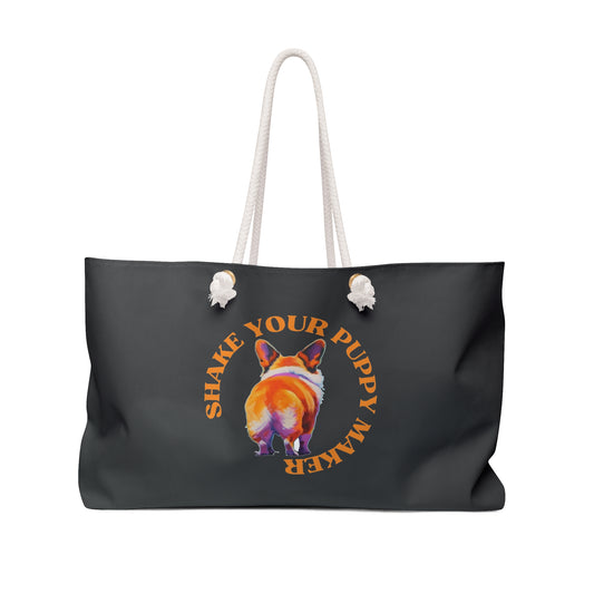 Shake Your Puppy Maker Weekender Beach Bag – Corgi Humor Travel Tote