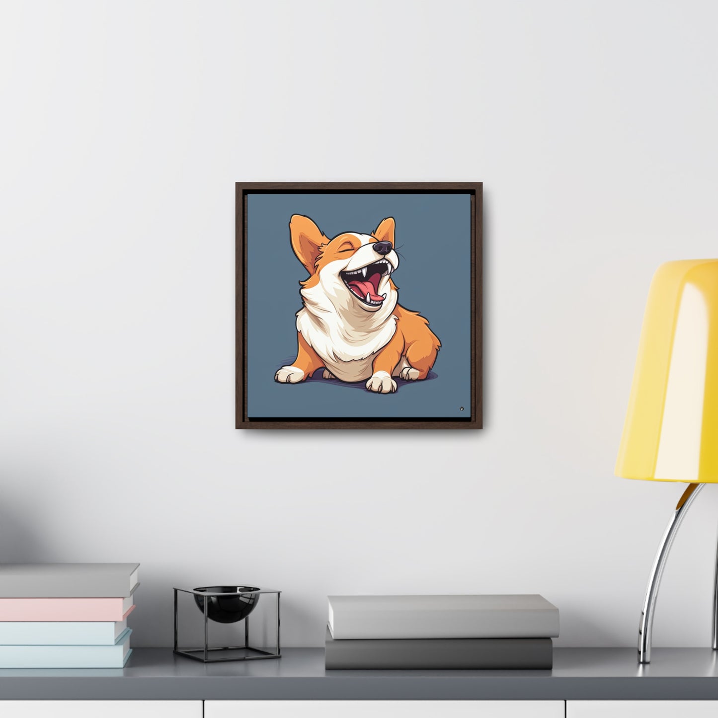 Comical Corgi - Framed on Canvas