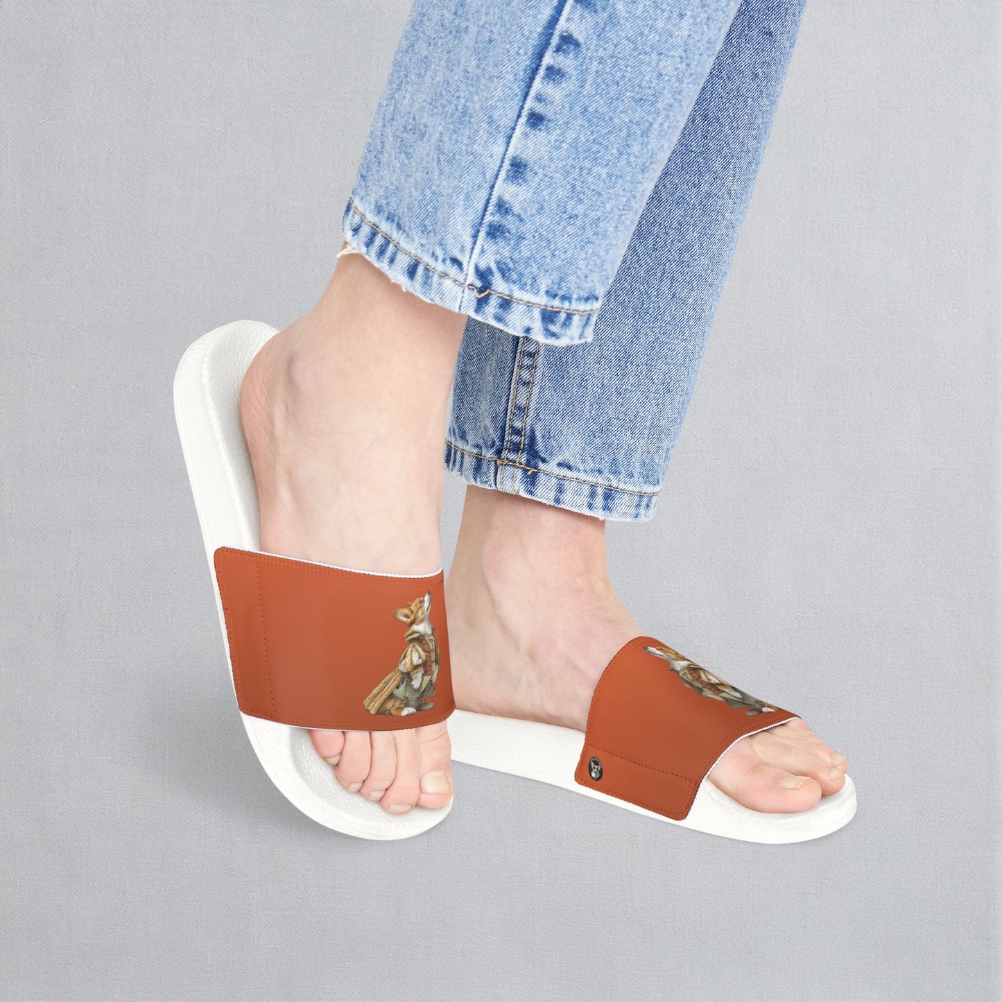 Prince Corgi Burnt Orange Women's Slide Sandals - Casual Pool & Beach Slides