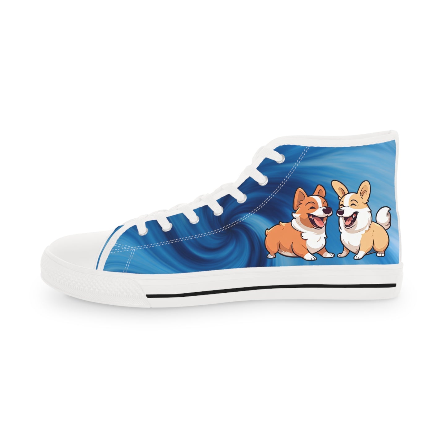 Best Mates Men's Cute Animated Corgis Casual Canvas Carolina Blue Low Top Sneakers