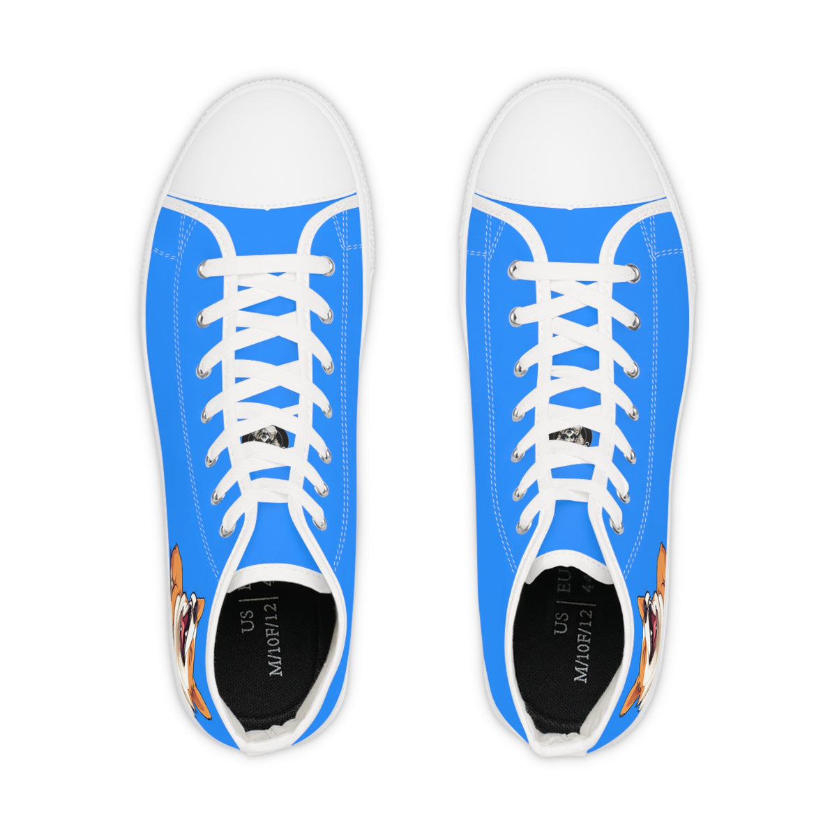 Comical Corgi All Smiles Men's High Top Casual Blue Canvas Sneakers