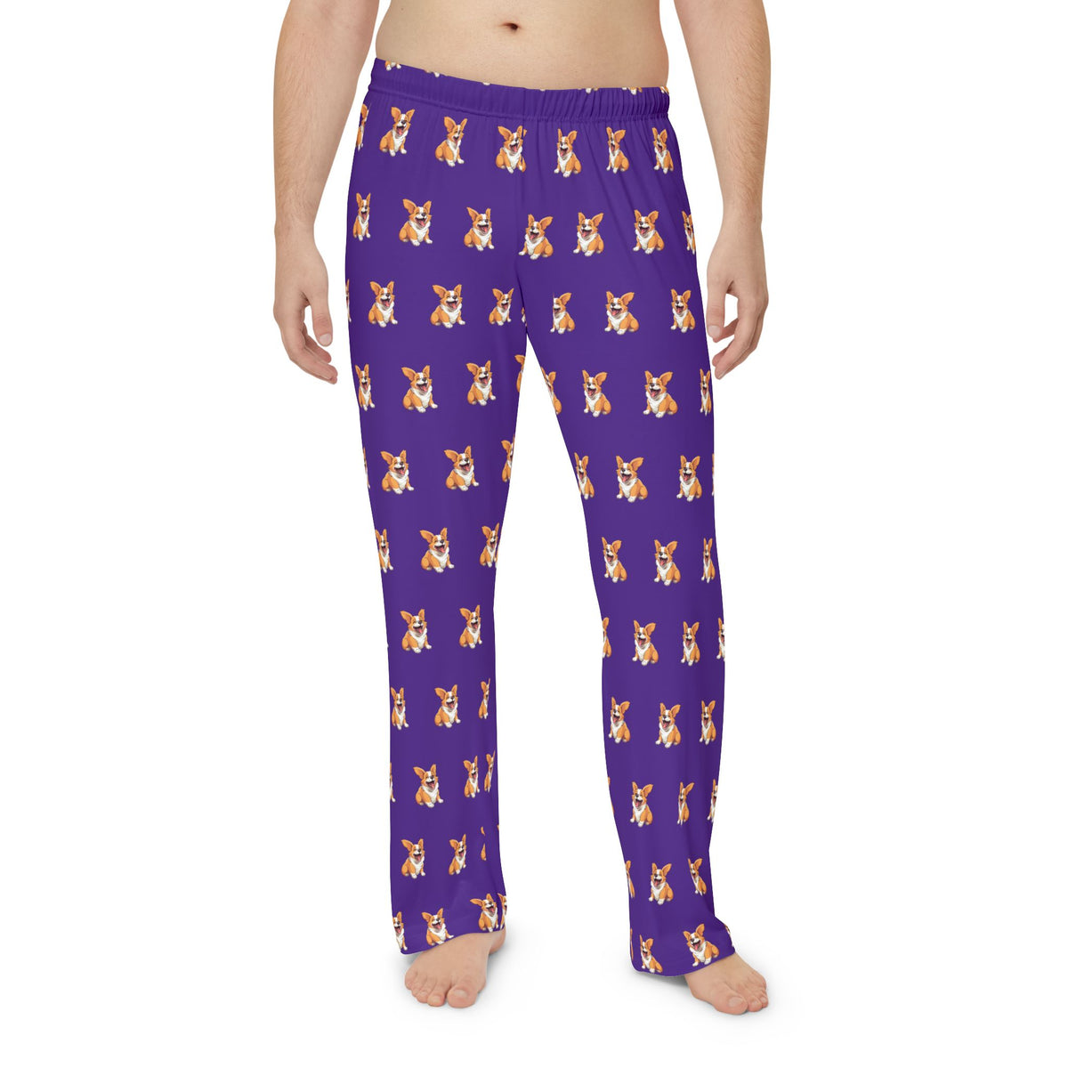 Jolly Jiggling Animated Corgi Men's Purple Lounge Pants