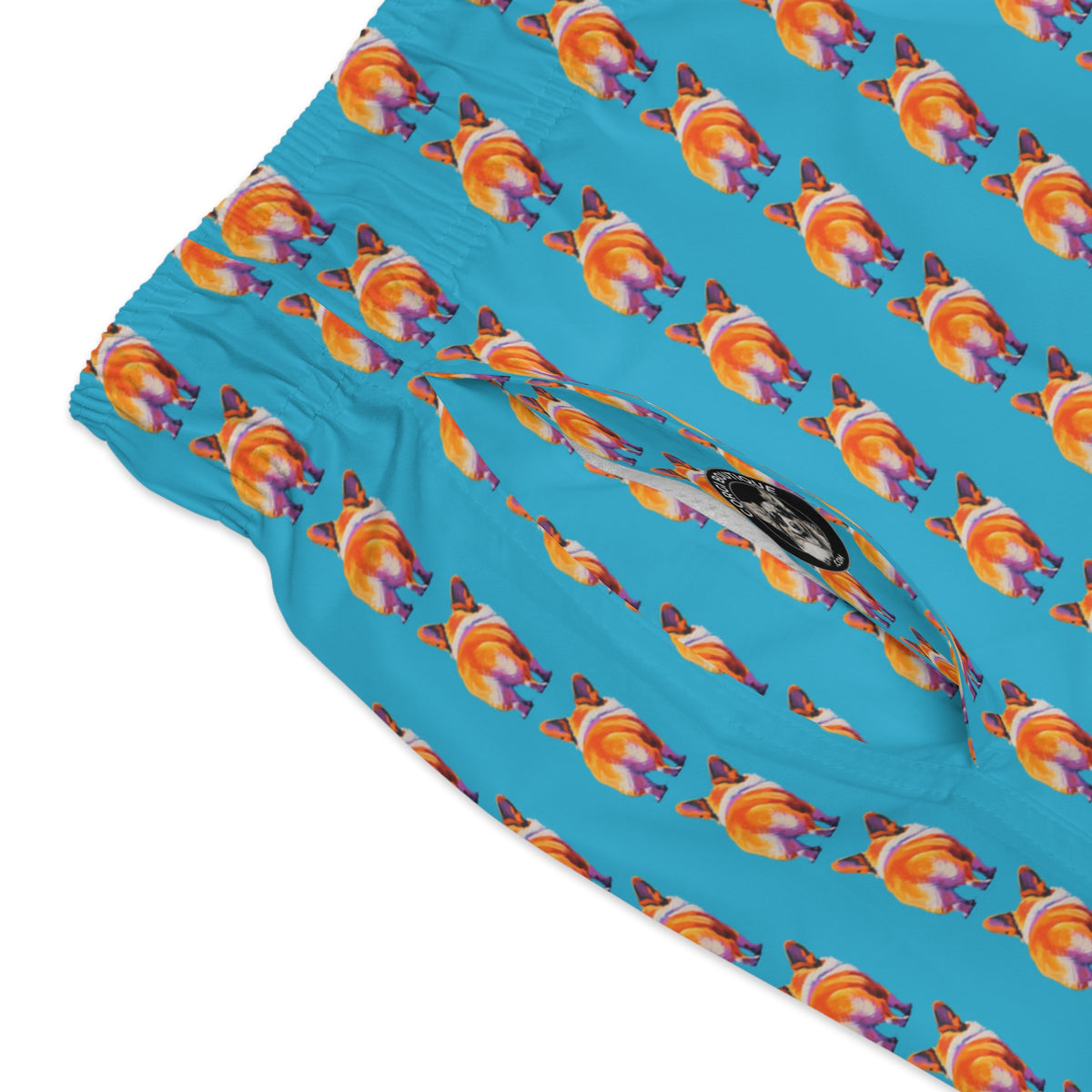 Corgi Butt Stripes Artistic Portrait - Blue Corgi Swim Trunks