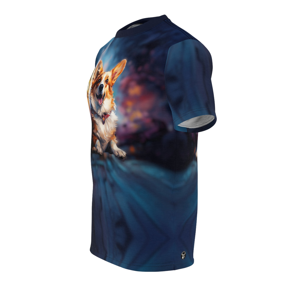 Corgi & Ben in London Unisex Bold Tee - British Corgi on Monarch Navy