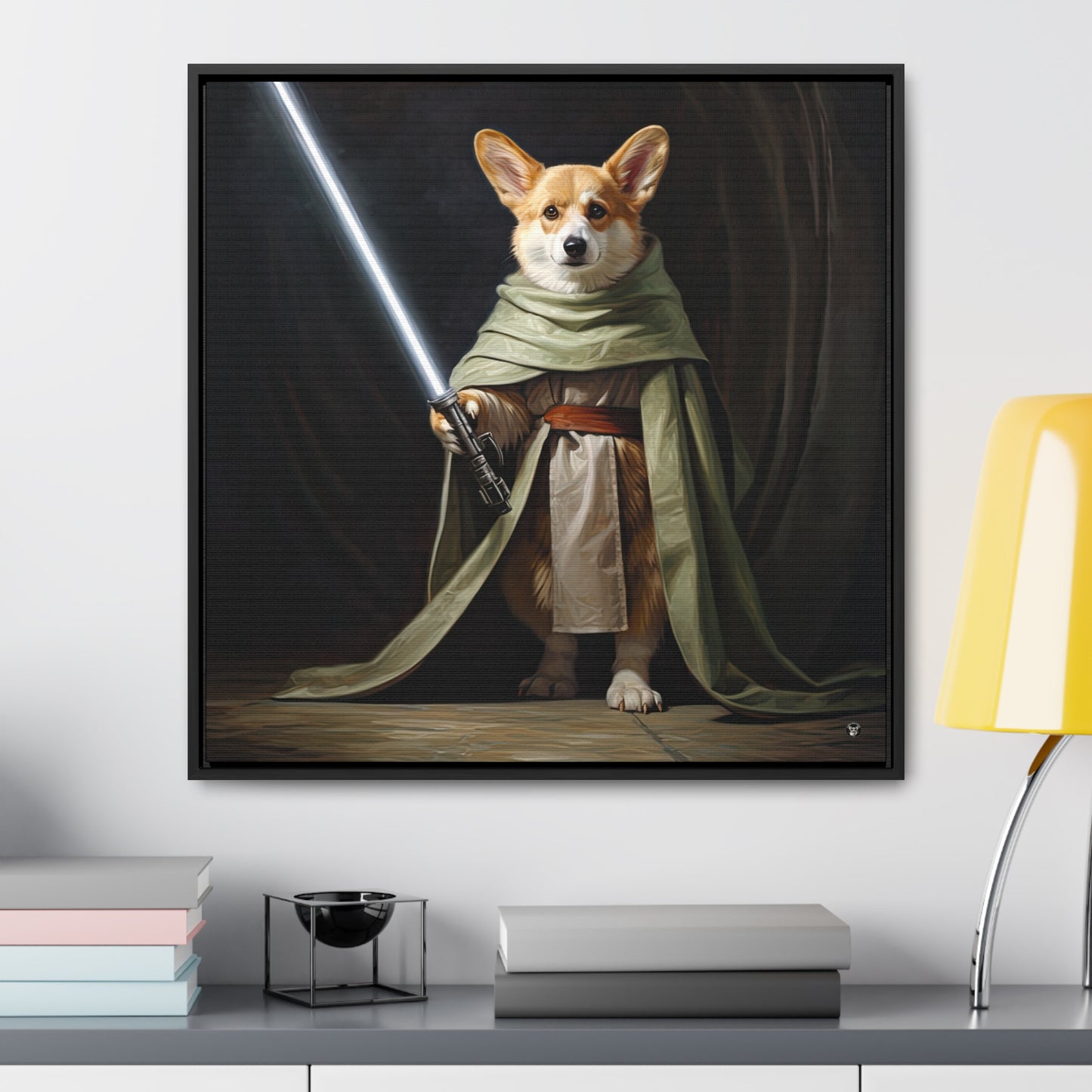 Jedi Corgi - Framed on Canvas