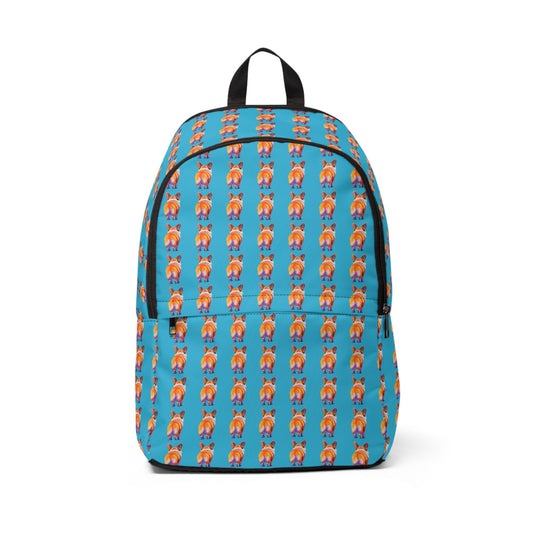 Corgi Butt Stripes Artistic Portrait Backpack — Fun & Funny Blue Corgi Rucksack