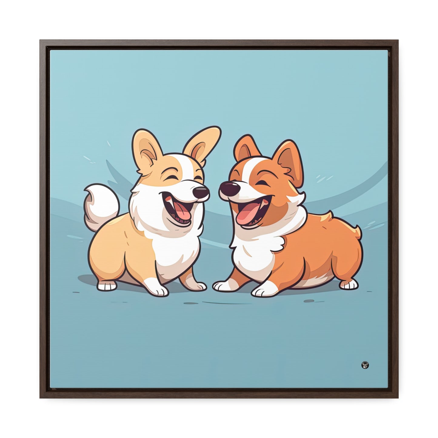 Corgi Couple - Framed on Canvas