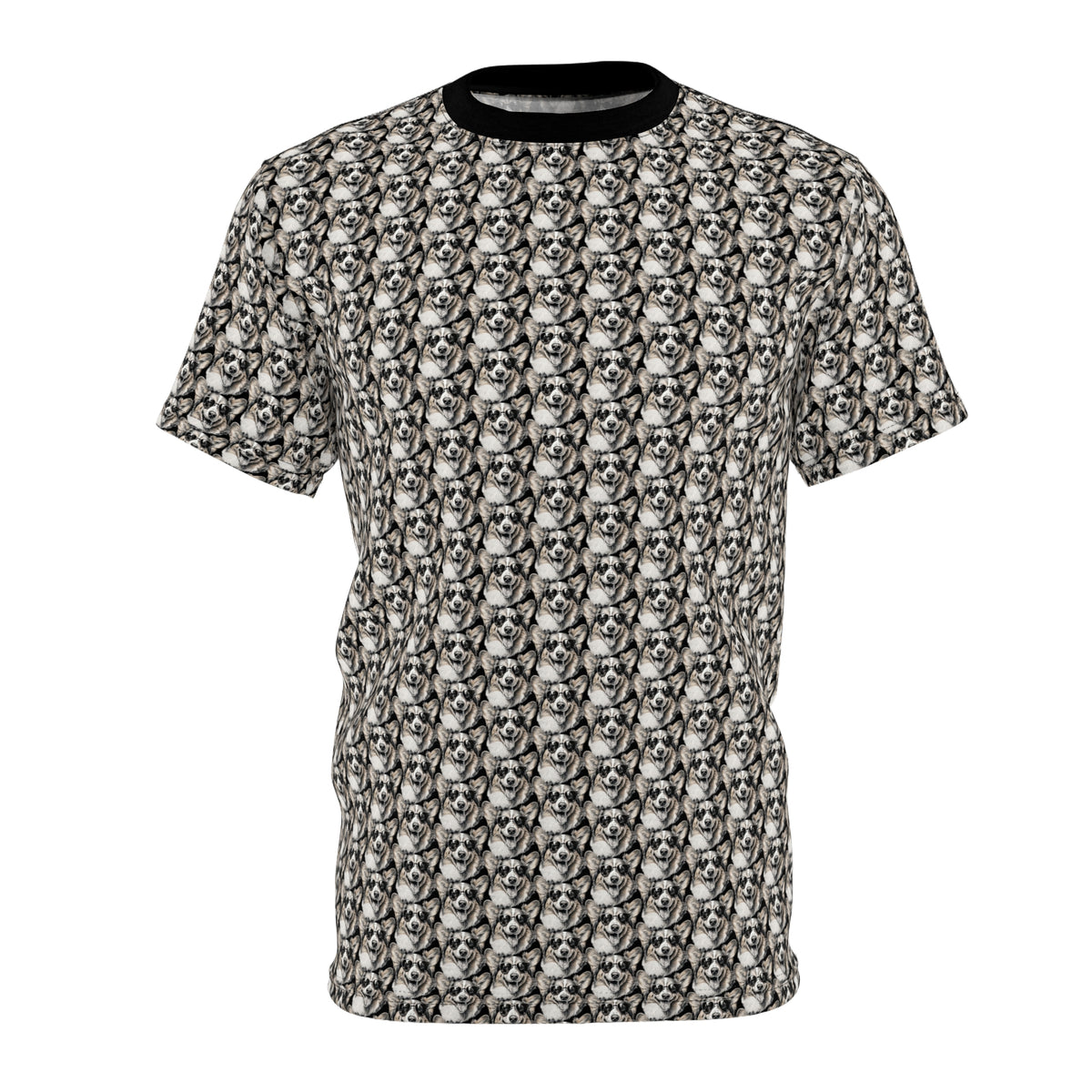 Shades of Swagger Multiplied Unisex Bold Fashion Tee - The Cool of Corgi Repeater Motif on Phantom Black