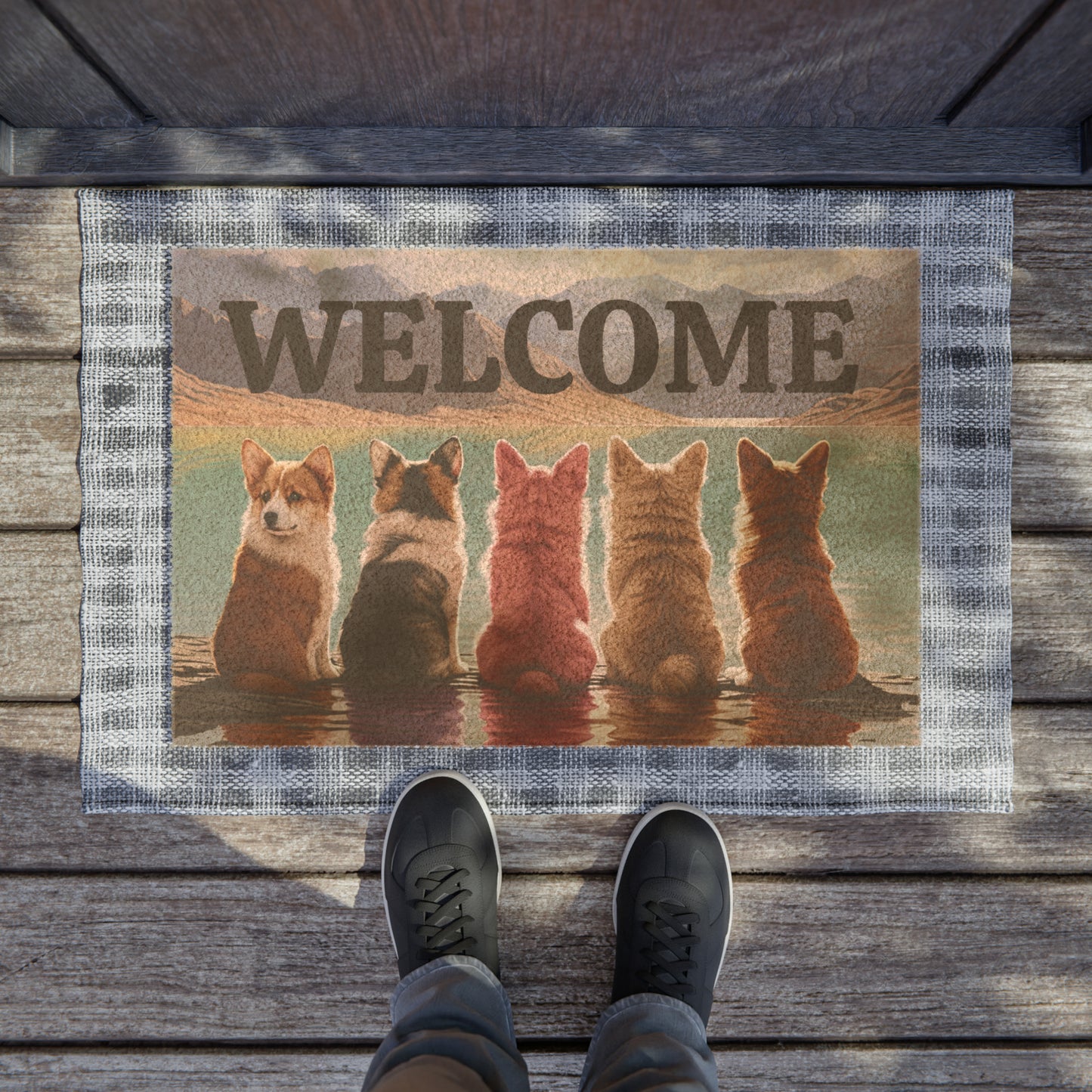 Welcome/Corgi Lake - Doormat