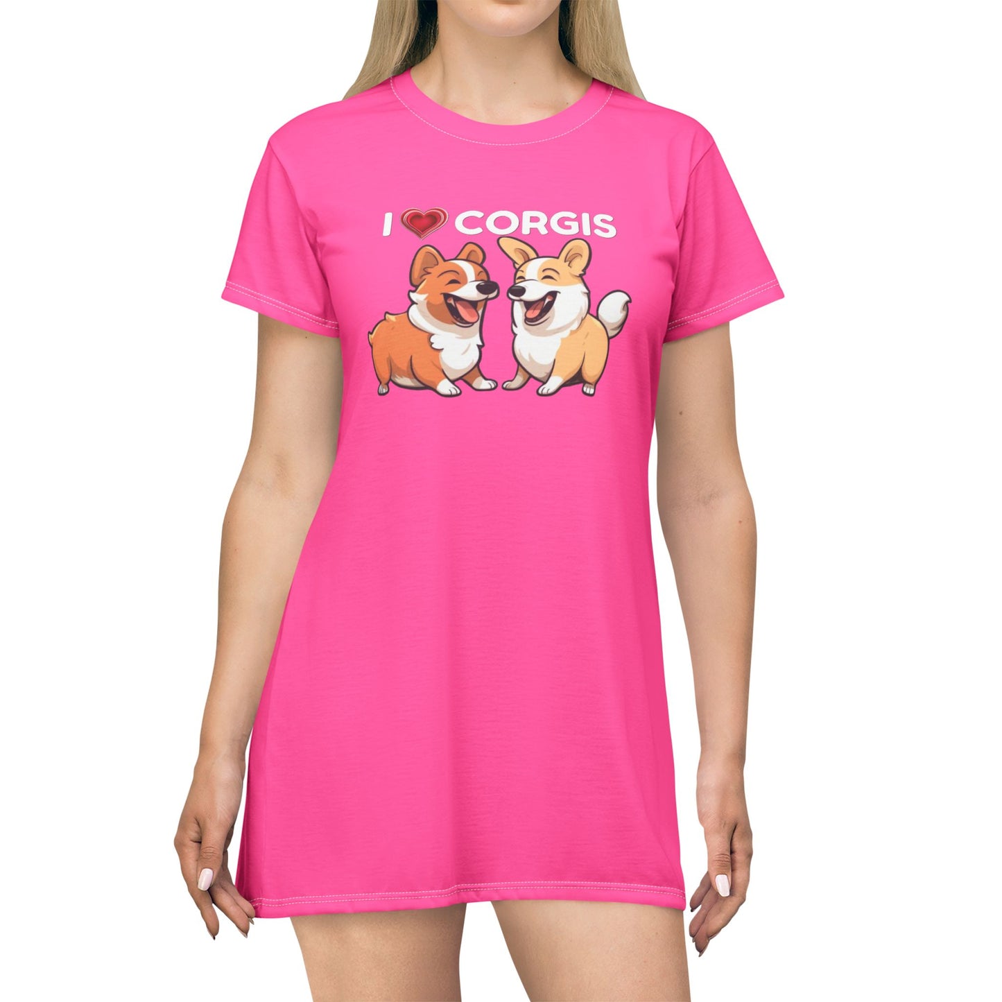 I Heart Corgis Pink T-Dress
