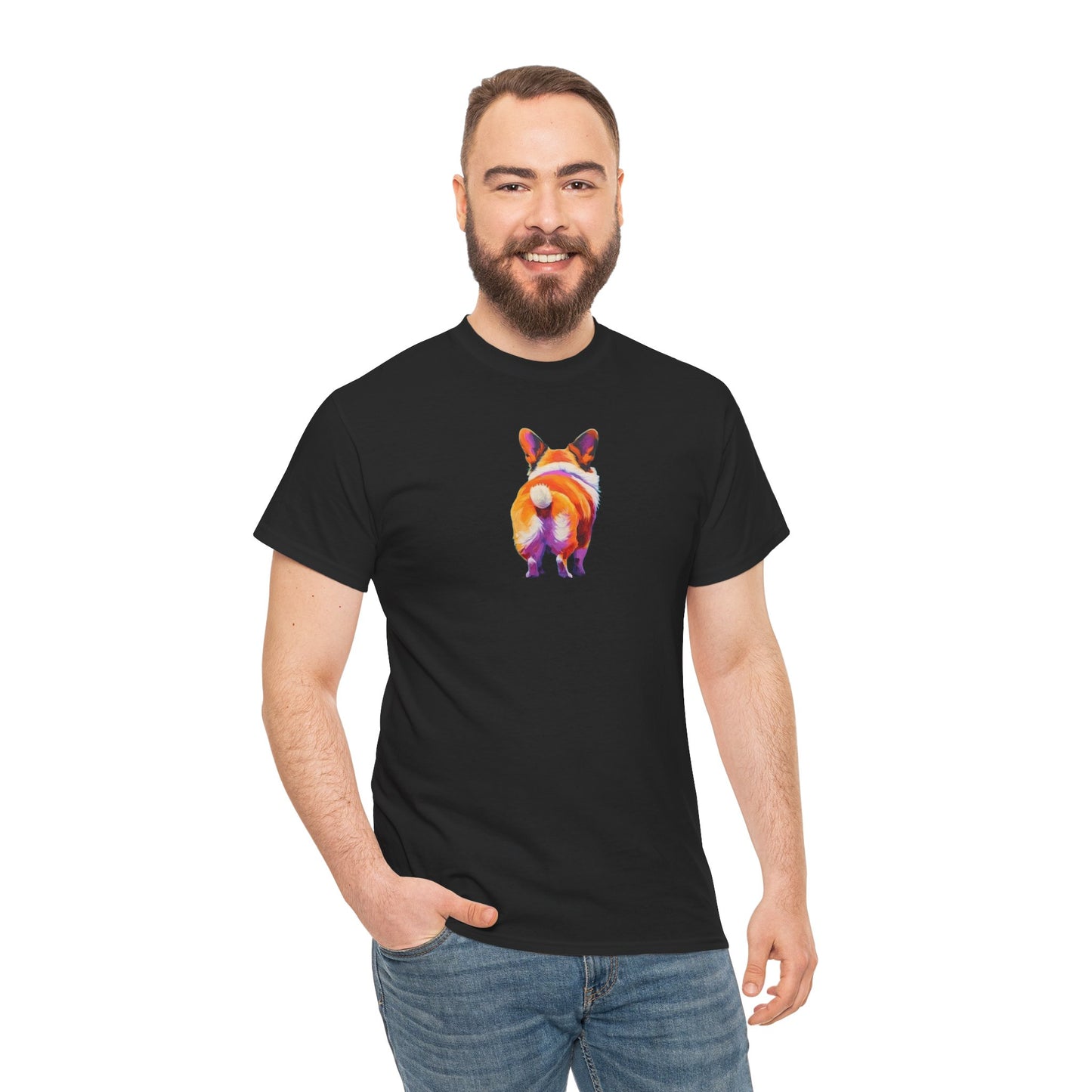 Corgi Butt Graphic Tee — Colorful Retro Style Humorous Corgi Wiggle T‑Shirt