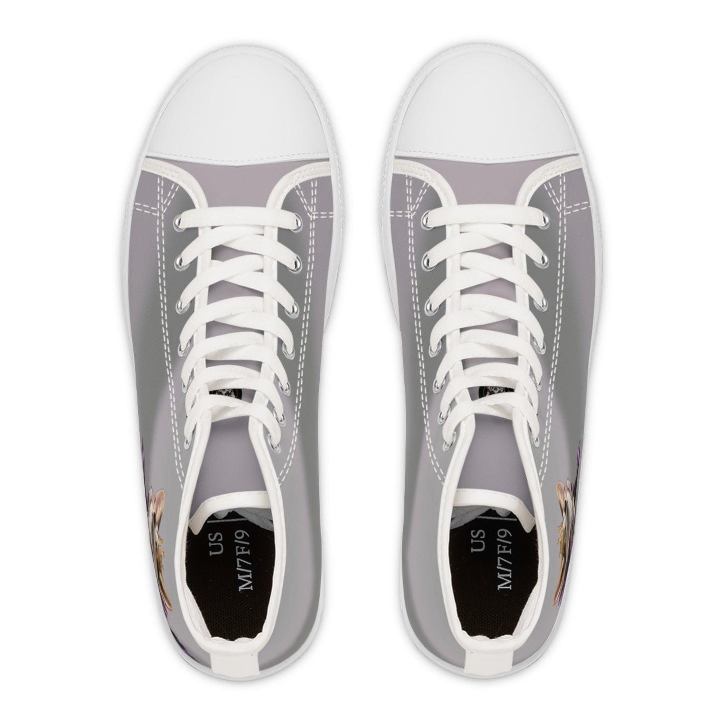 King Pup Cute Corgi Face Women's High Top Casual Gray Canvas Sneakers