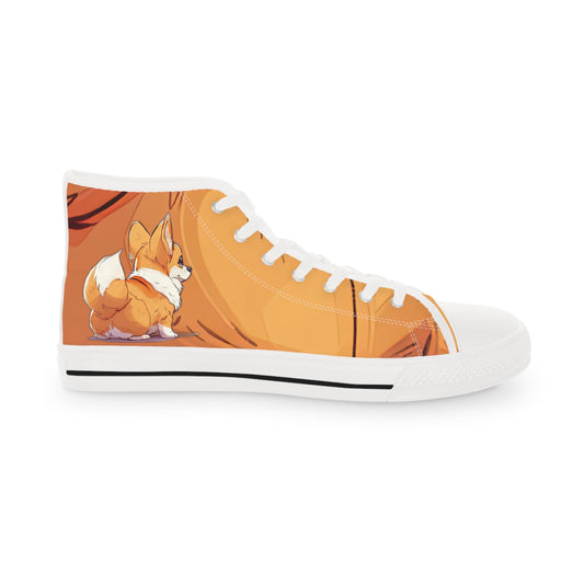 Cutie Patootie Corgi Autumn Orange Men's High Top Casual Canvas Sneakers