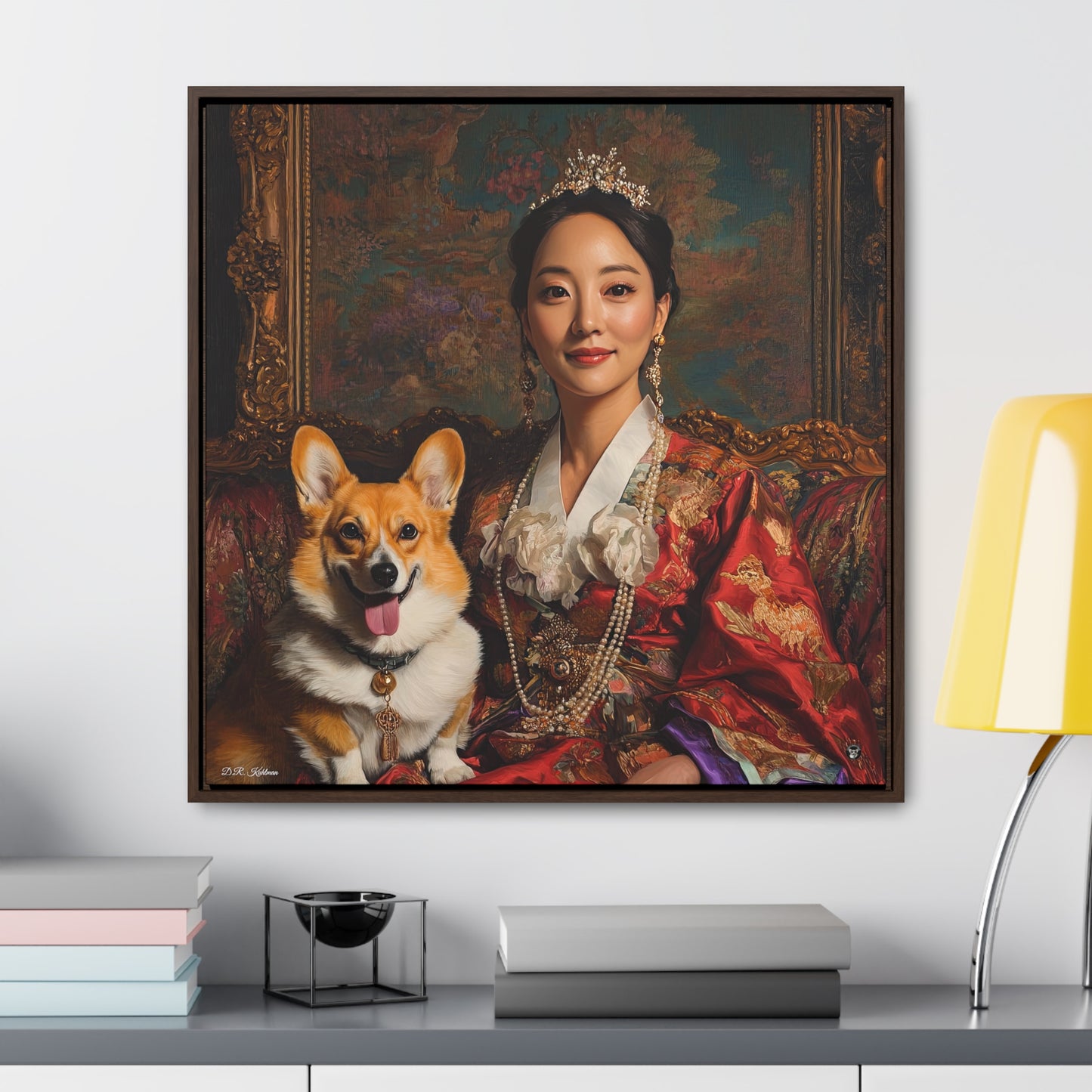 Korean Corgi Queen - Framed on Canvas