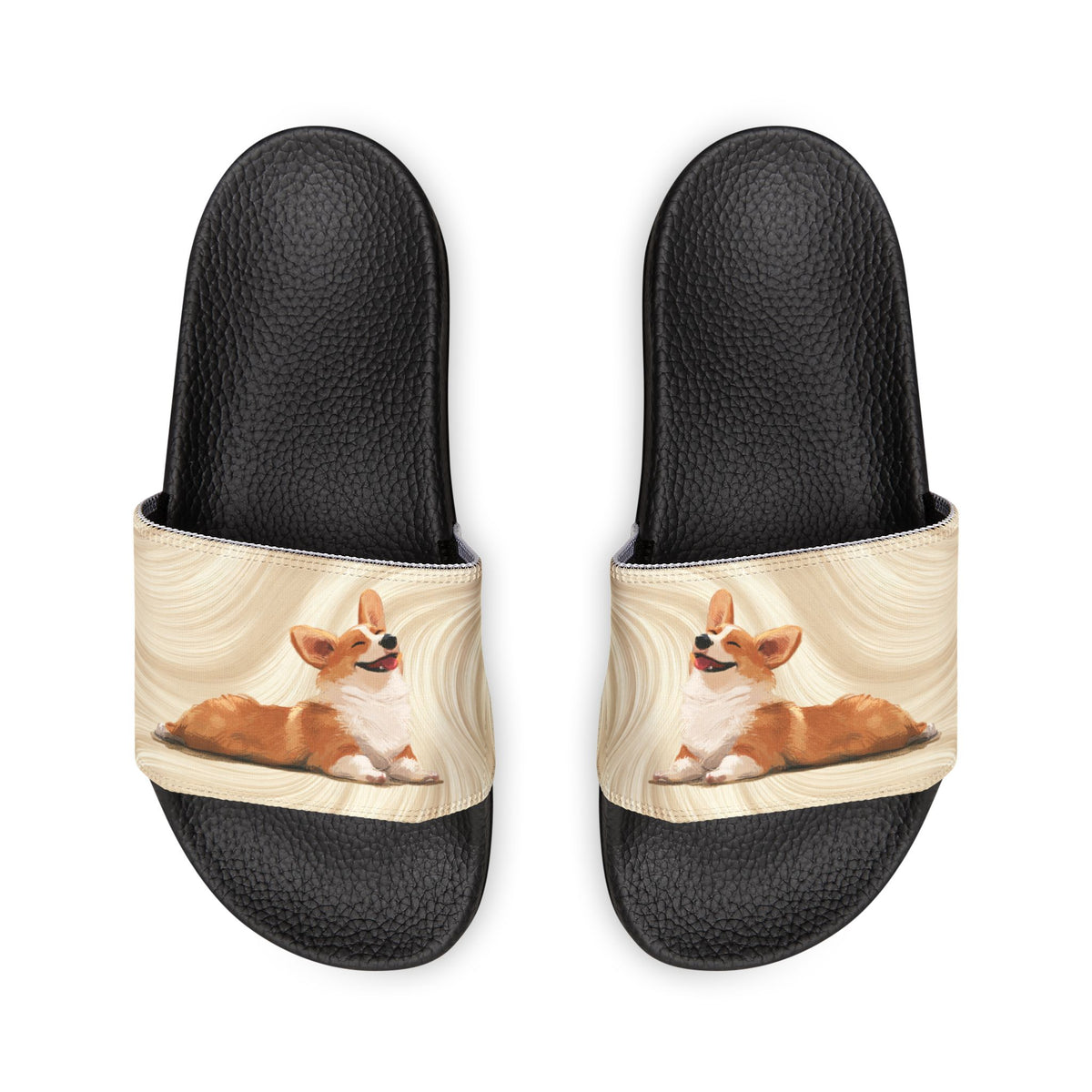 Giddy Sploot Women's Casual Creamy Champagne Slide Sandals - Corgi Pool & Beach Slides